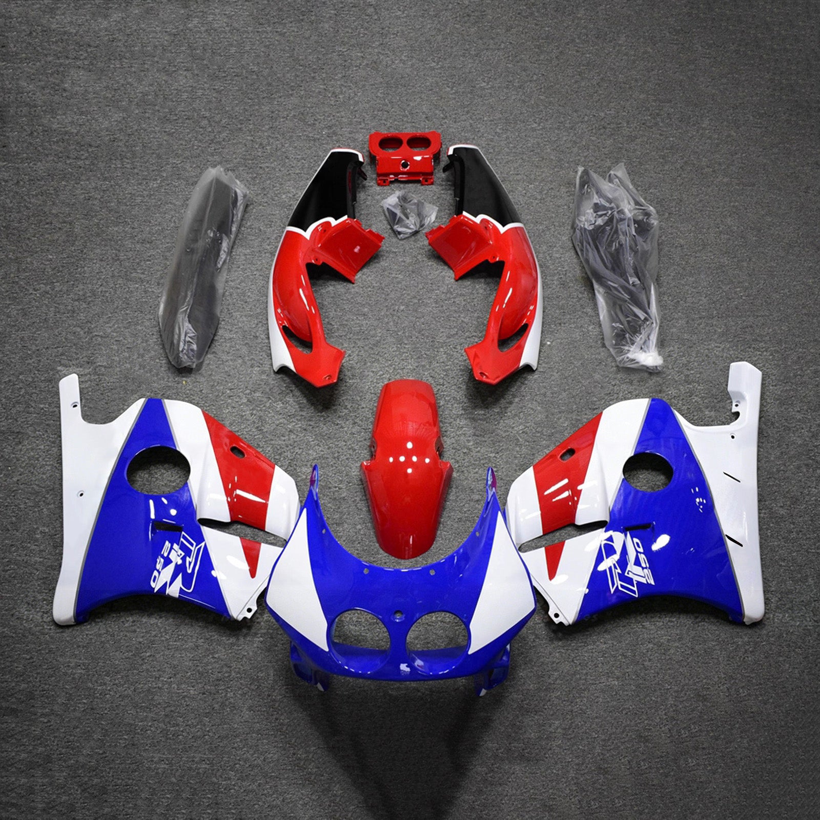 Amotopart 1990-1998 Honda CBR250RR MC22 White/Blue/Red Fairing Kit