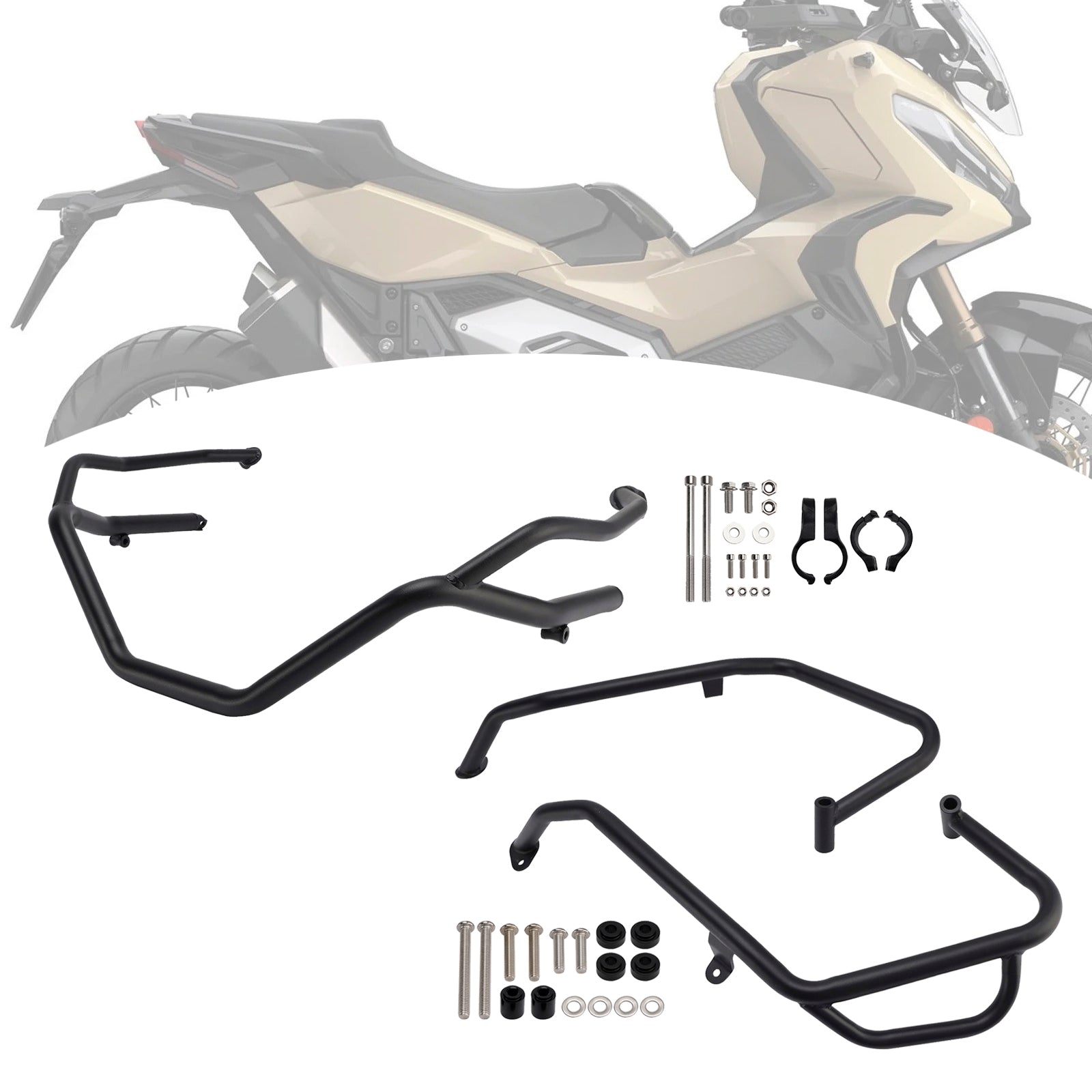 Honda X-Adv 750 2025+ Upper + Lower Engine Guard Frame Crash Bar Kit Black