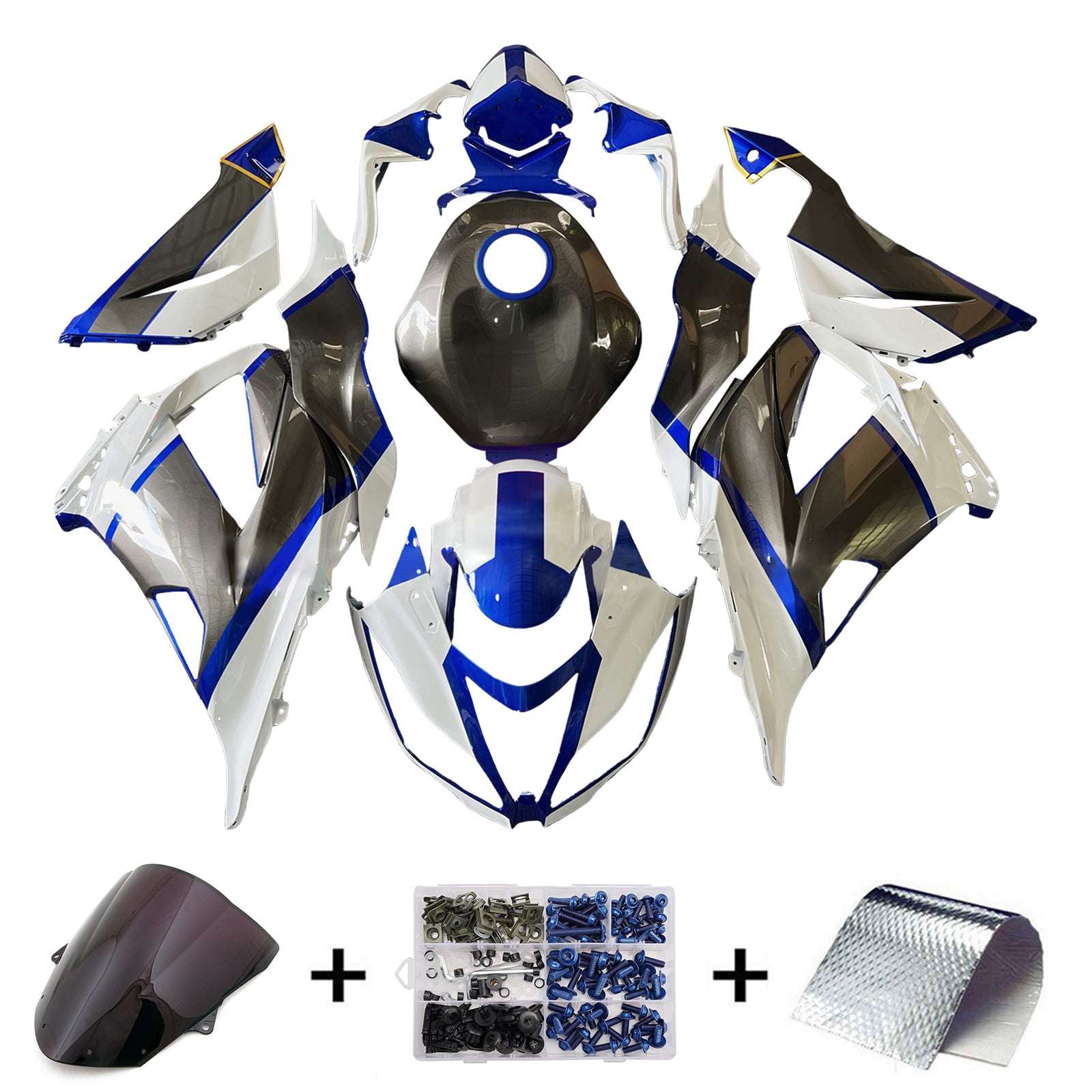 Amotopart 2013-2018 Kawasaki ZX6R 636 Blue White Black Fairing Kit