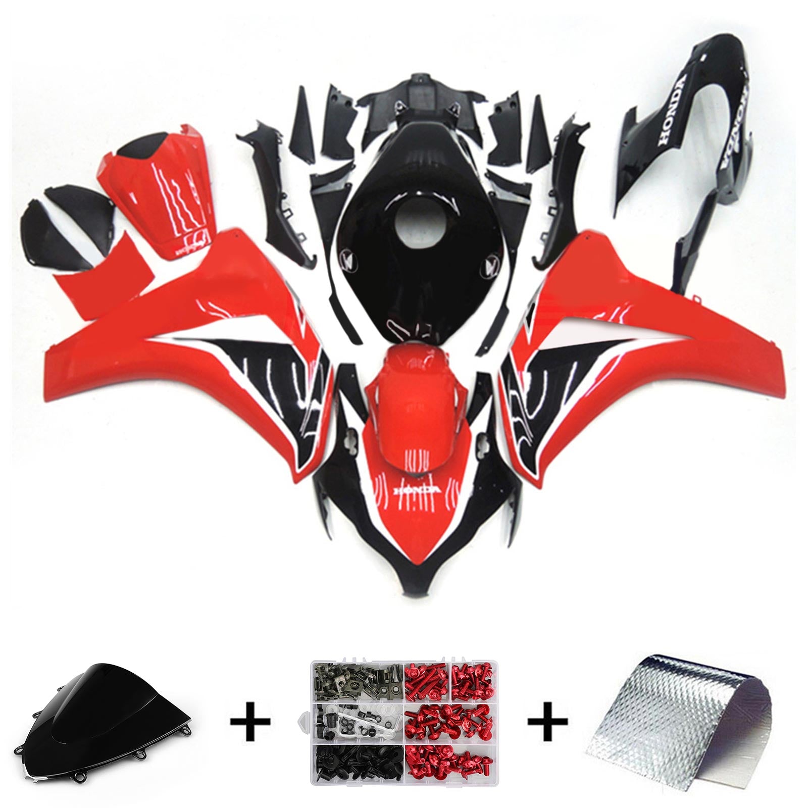 Amotopart 2008-2011 Honda CBR1000RR Kit de carénage rouge brillant et noir