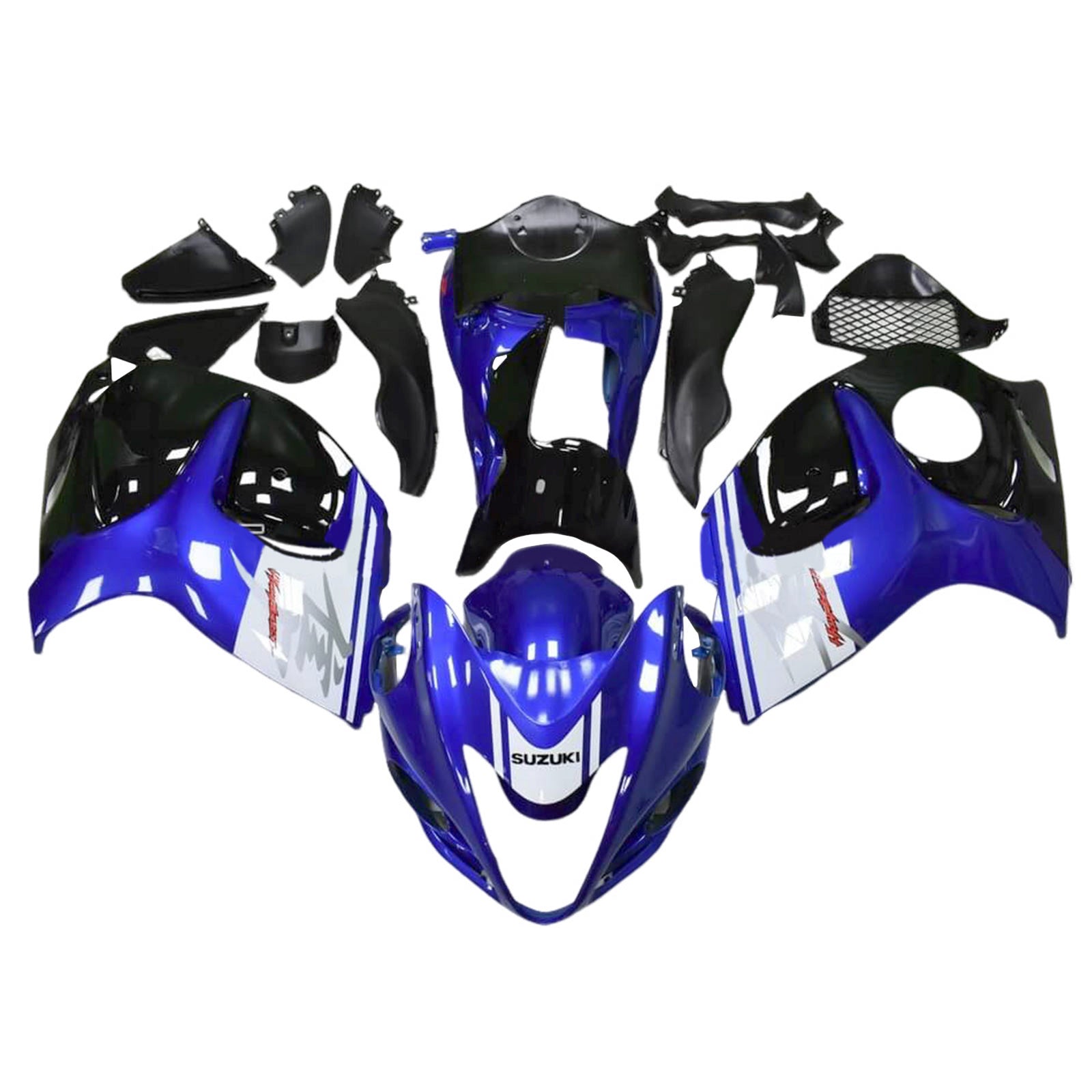 Amotopart 2008-2020 GSX1300R Hayabusa Suzuki Blue&White Fairing Kit