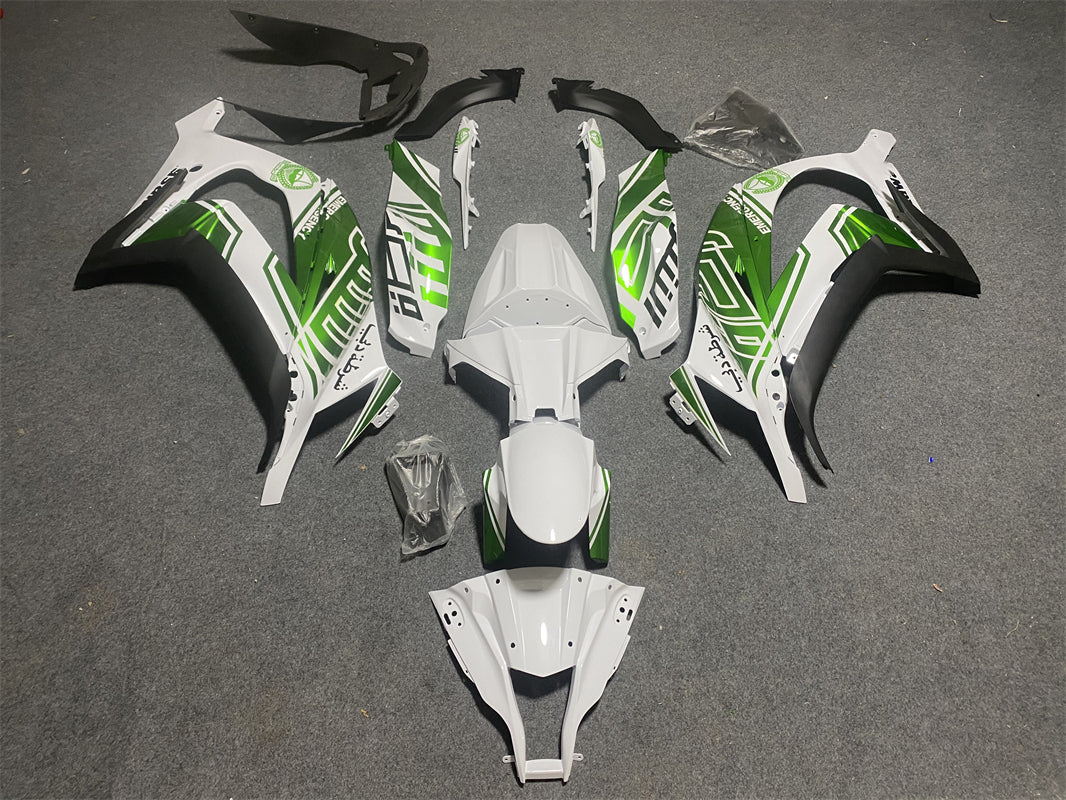 Amotopart 2011-2015 Kawasaki ZX10R White&Green Fairing Kit