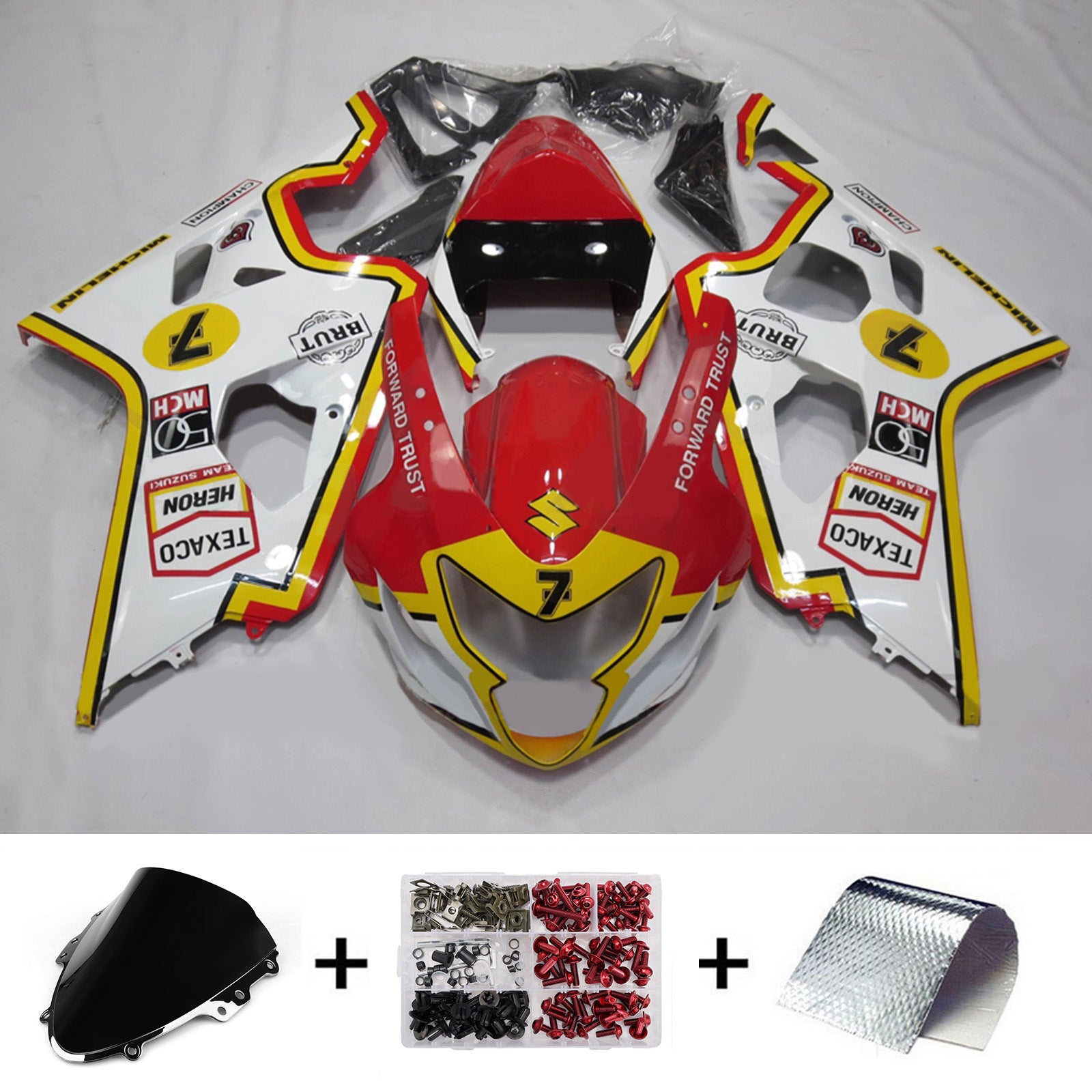 Amotopart 2004-2005 Suzuki GSXR 600/750 Red White Yellow Fairing Kit