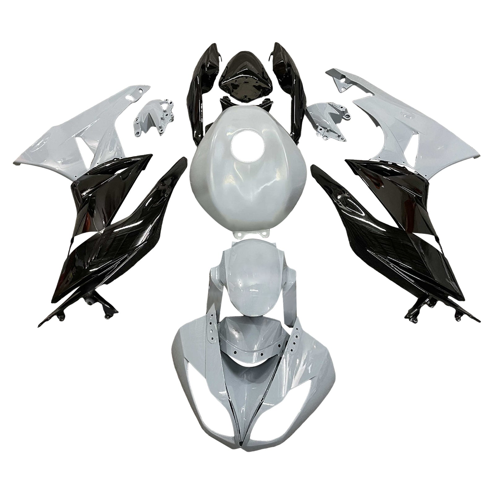 Amotopart 2009-2012 Kawasaki ZX6R 636 Grey Black Fairing Kit