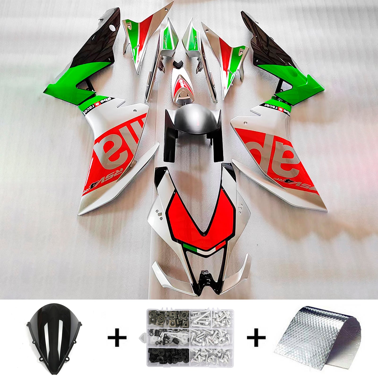 Amotopart 2009-2015 Aprilia RSV4 1000 Green White Black Red Fairing Kit