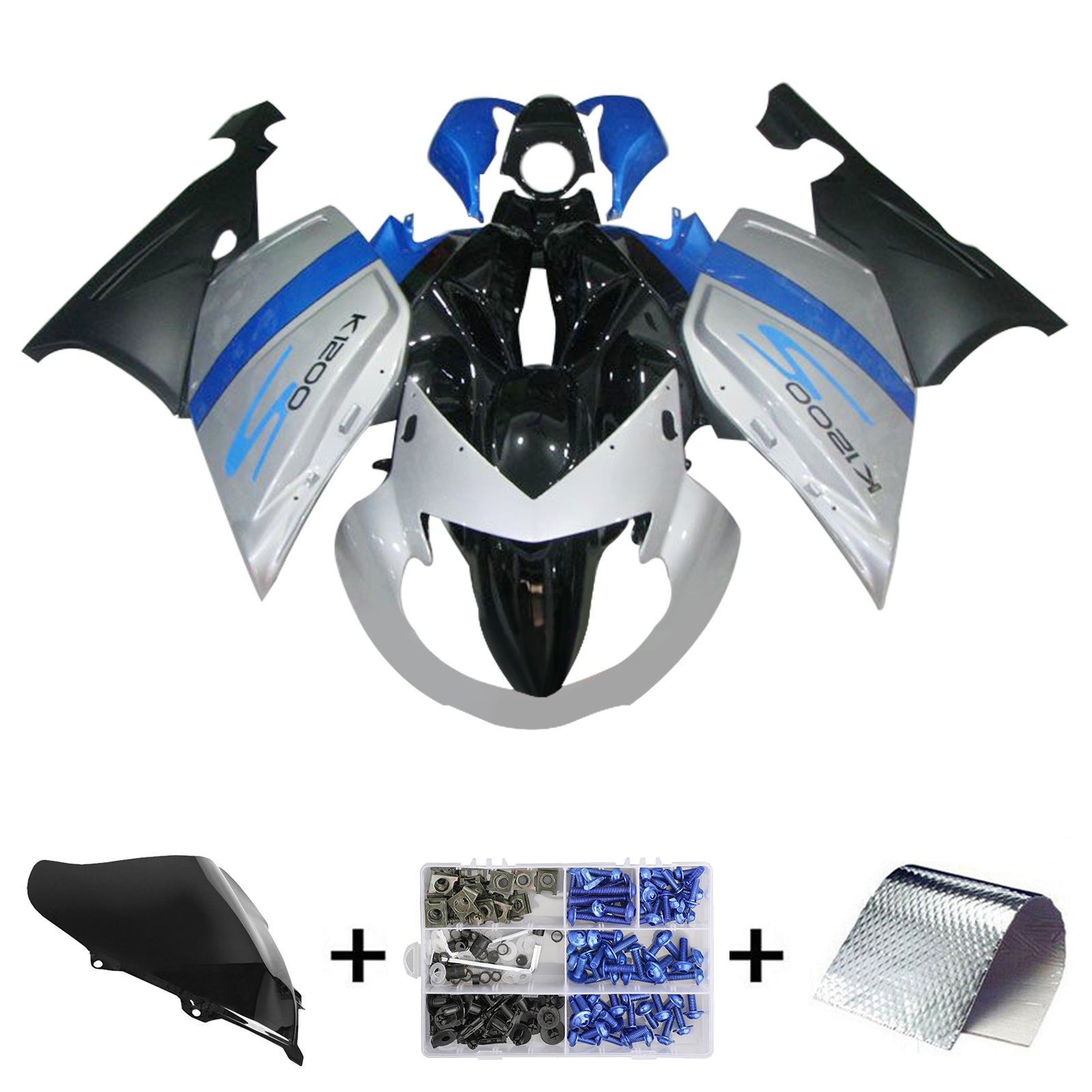 Amotopart 2005-2010 BMW K1200S Blue&Grey Fairing Kit