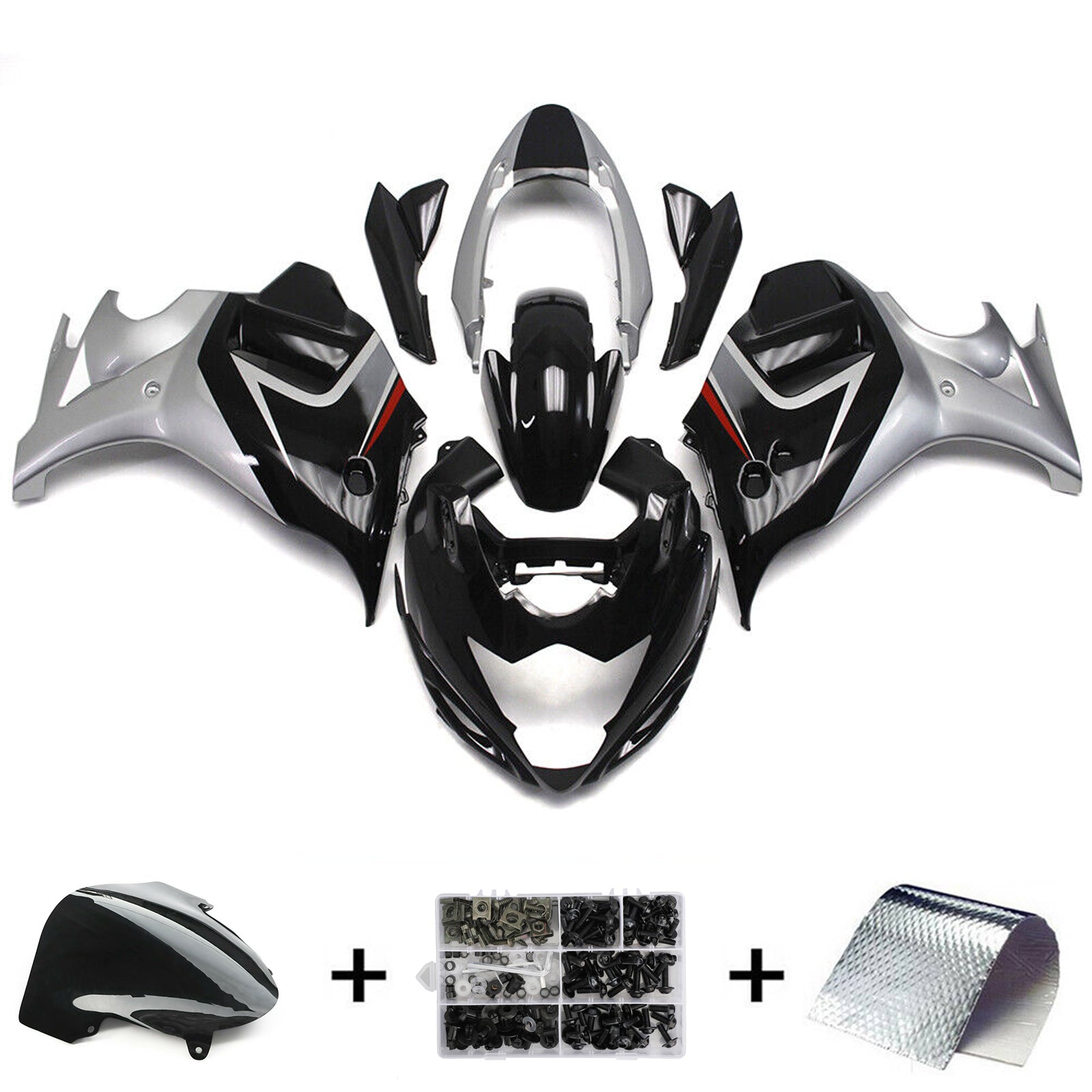 Amotopart 2008-2013 GSX650F Katana Suzuki Black&Silver Fairing Kit