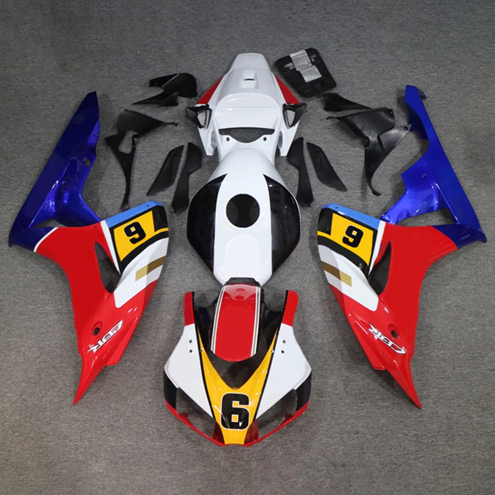 Amotopart 2006-2007 Honda CBR1000RR Kit de carenado blanco azul rojo