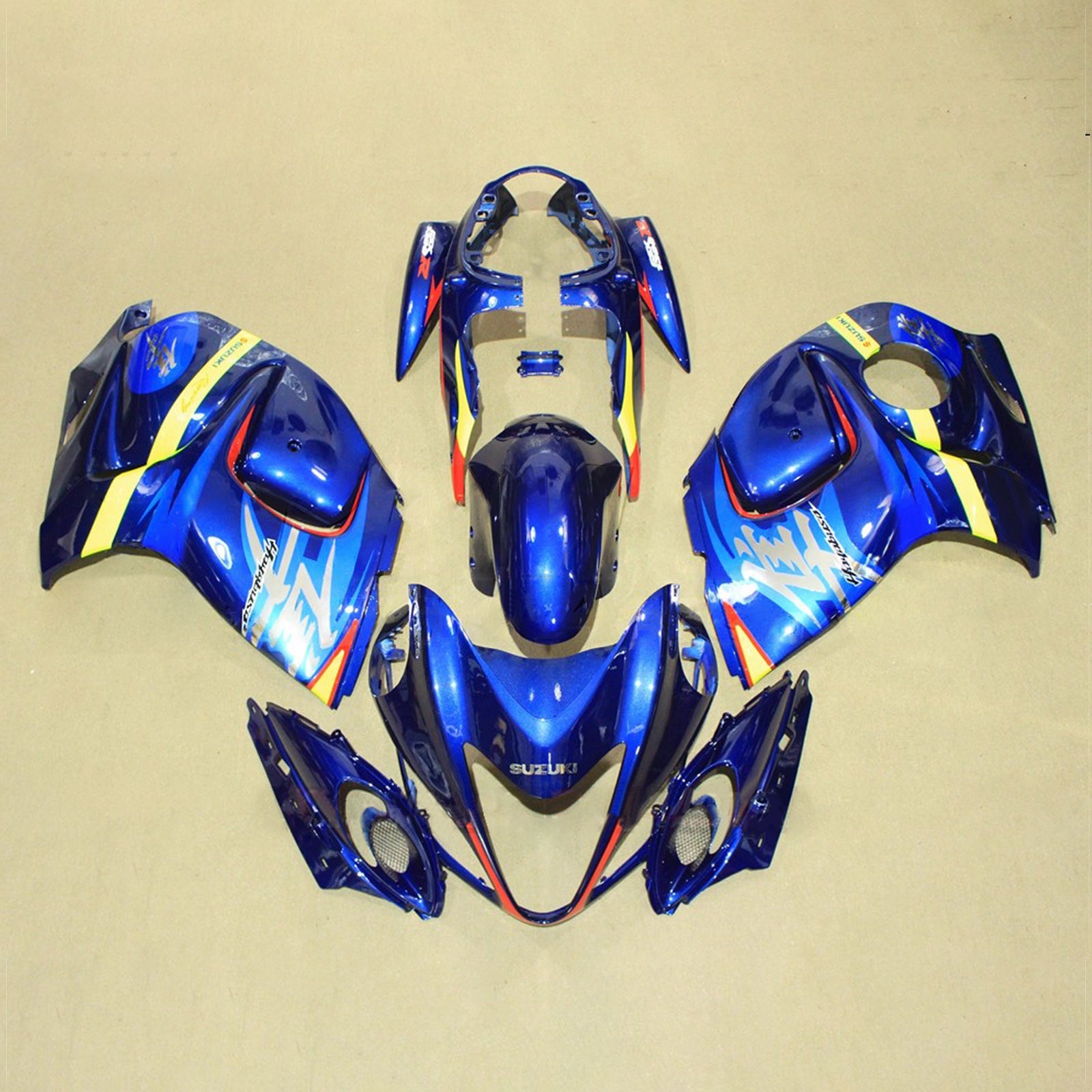 Amotopart 2008-2020 Suzuki Hayabusa GSX1300R Blue Black Fairing Kit