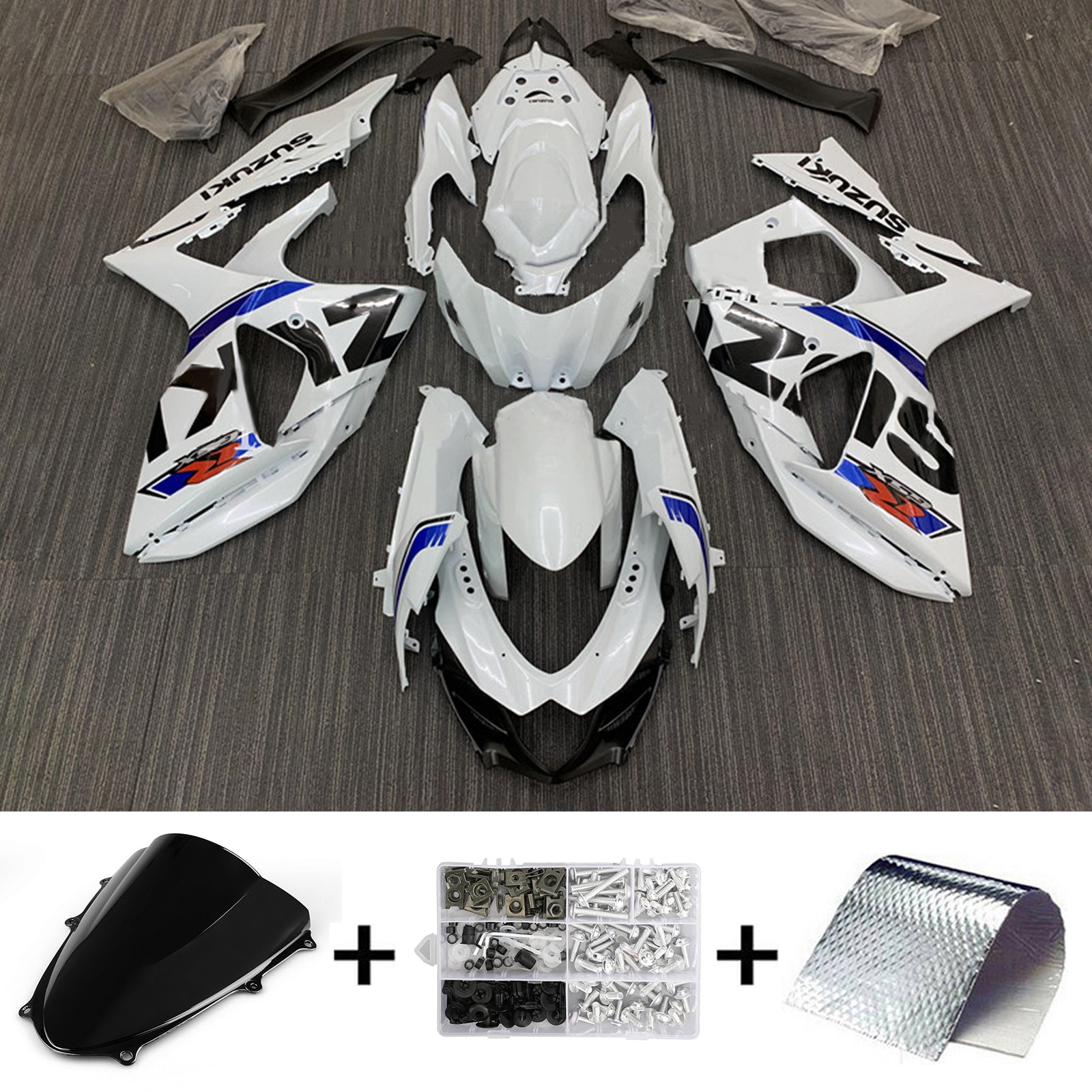 Amotopart 2009-2016 K9 GSXR1000 Suzuki Blue&White Style5 Fairing Kit