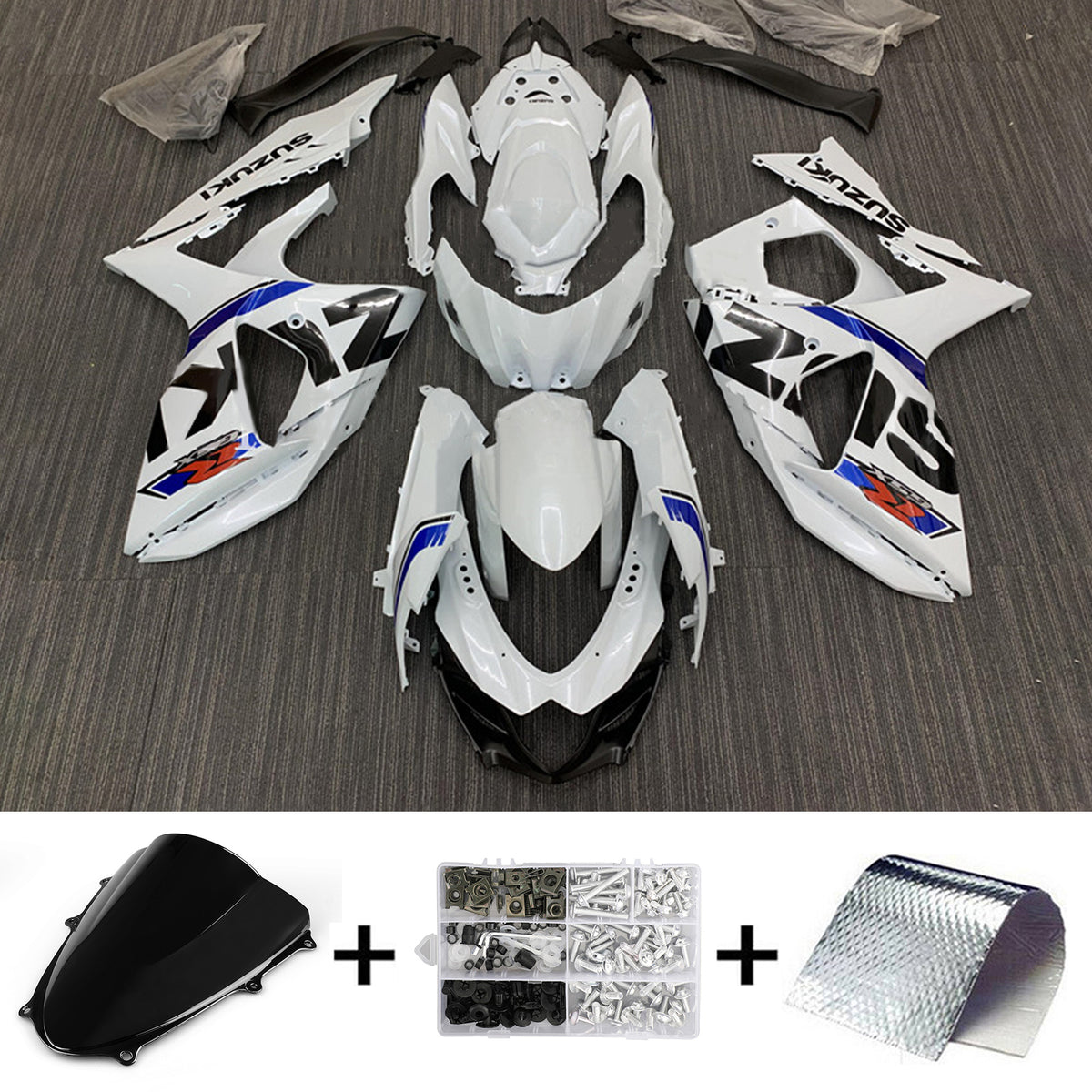 Amotopart 2009-2016 K9 GSXR1000 スズキ ブルー&ホワイト Style5 フェアリングキット