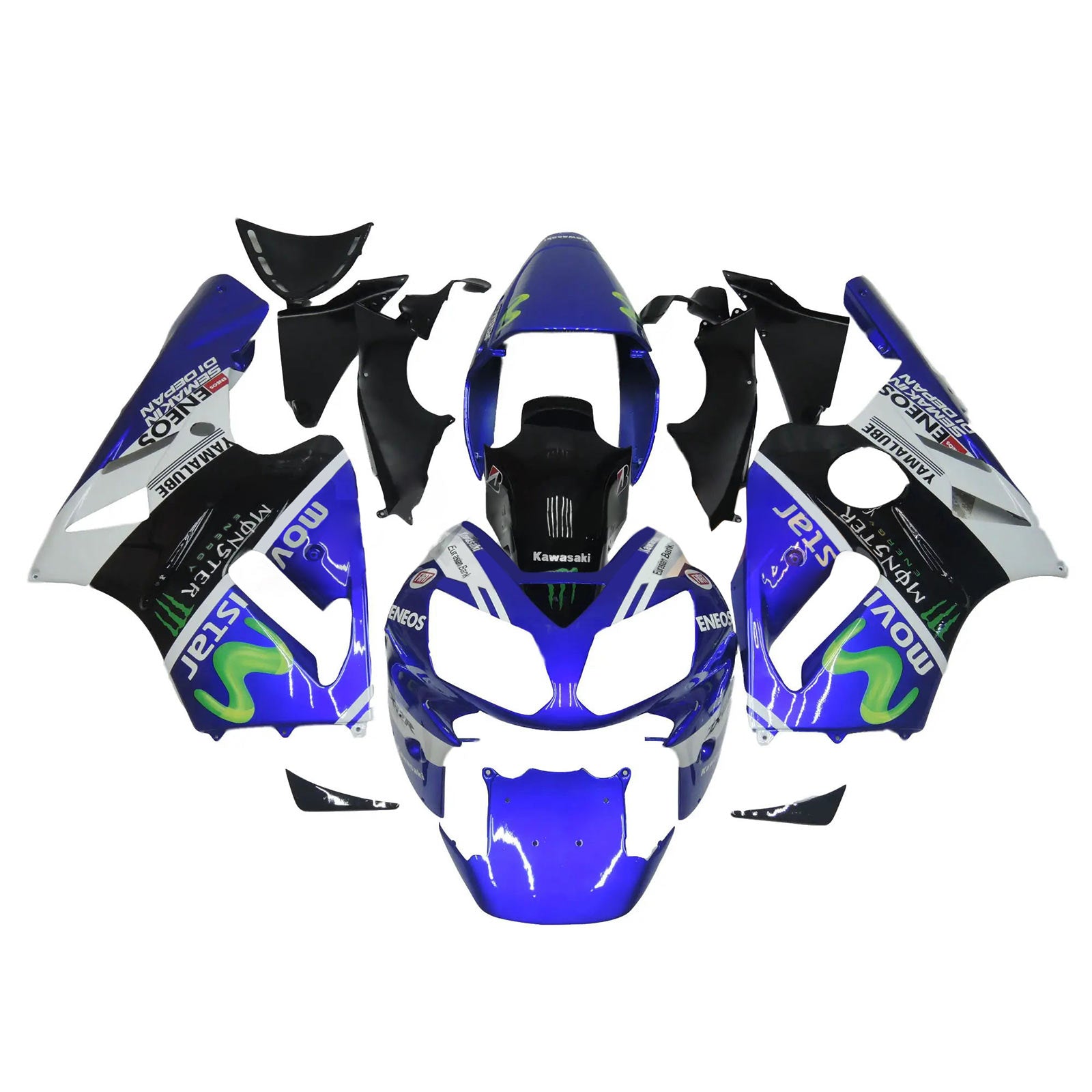 Amotopart 2002-2005  Kawasaki ZX12R Blue Black Fairing Kit