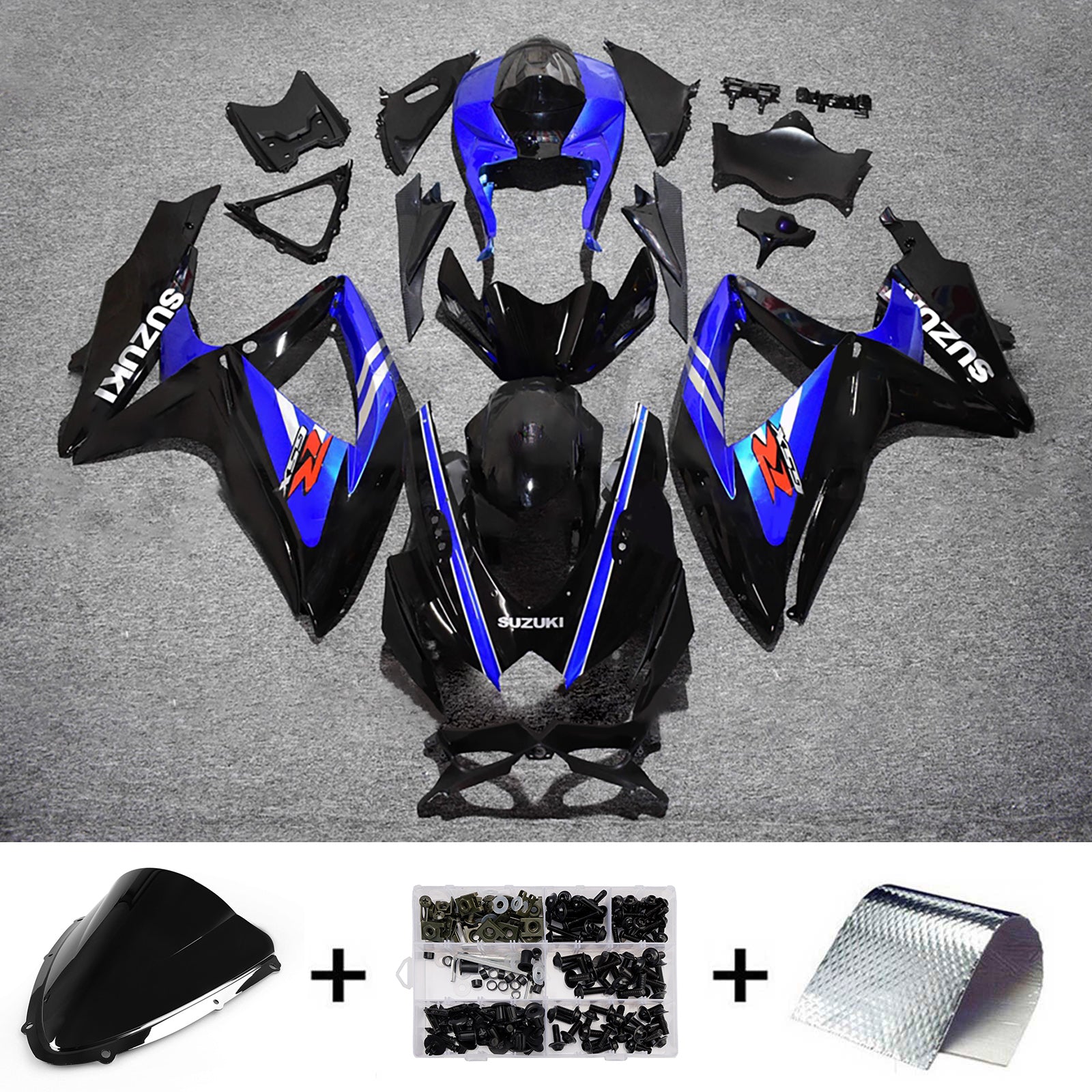 Amotopart 2008-2010 Suzuki GSXR 600/750 Black Blue Fairing Kit