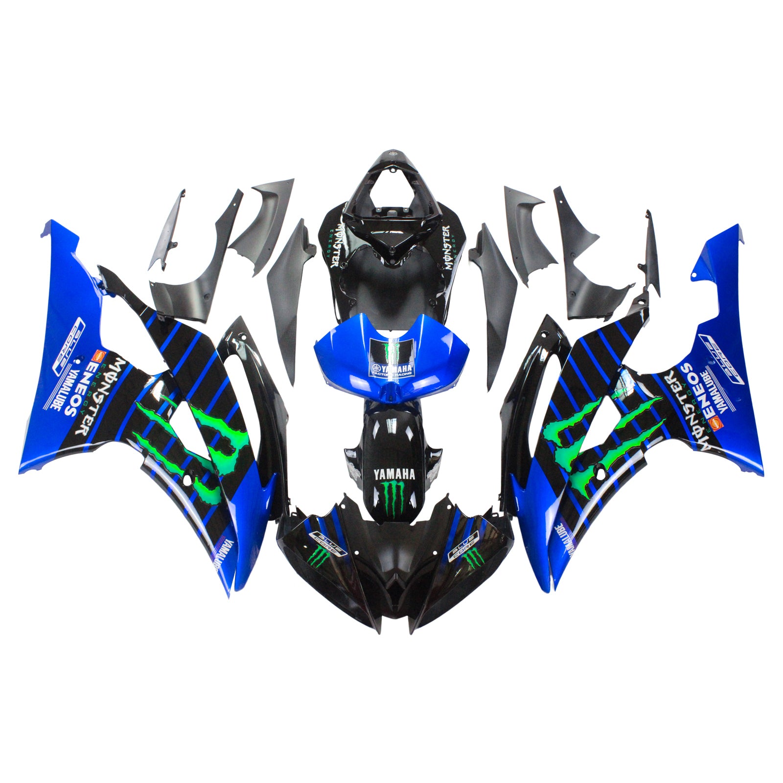 Amotopart 2008-2016 YZF 600 R6 Yamaha Kit de carenado azul y verde