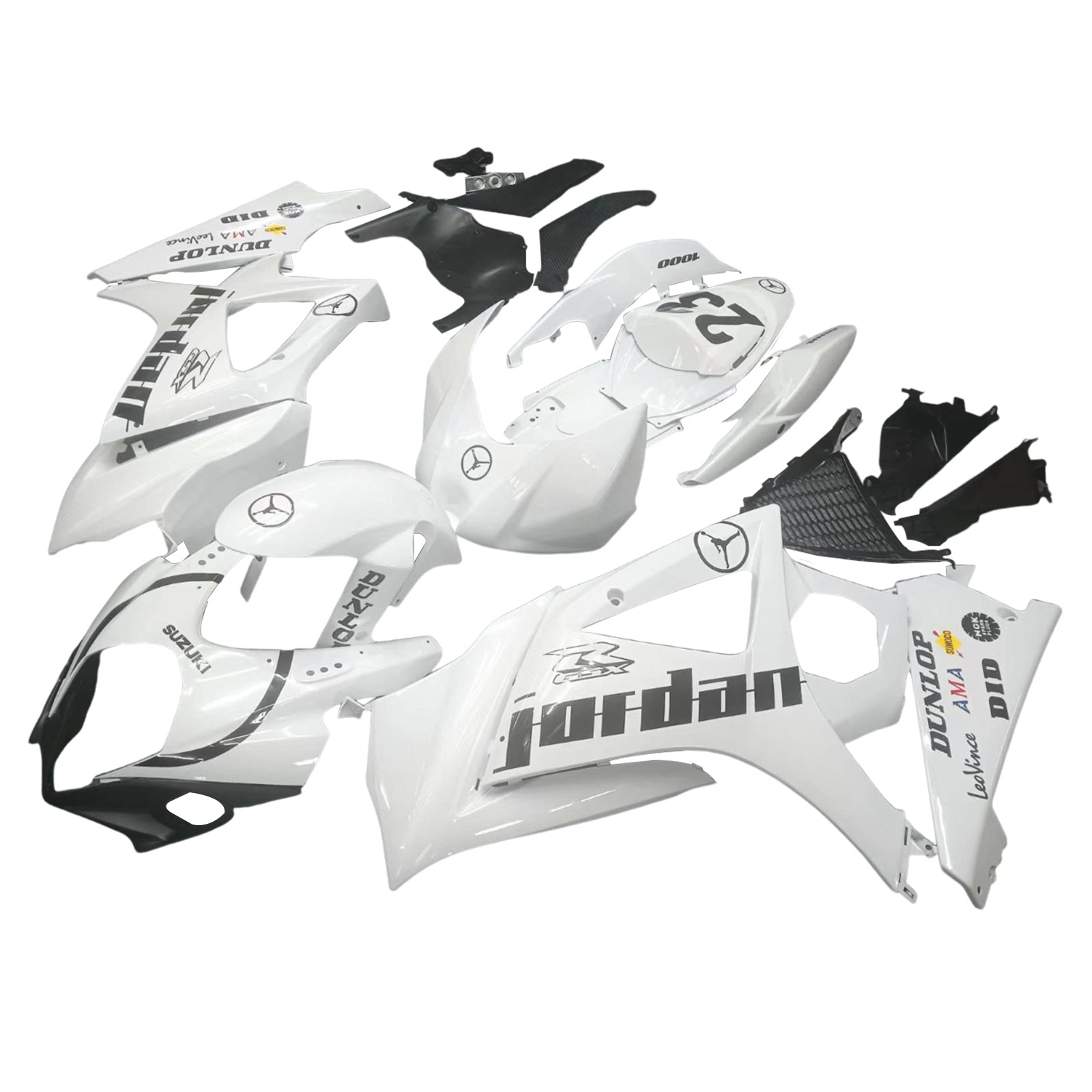 Amotopart 2007-2008 Suzuki GSXR1000 White Black Fairing Kit