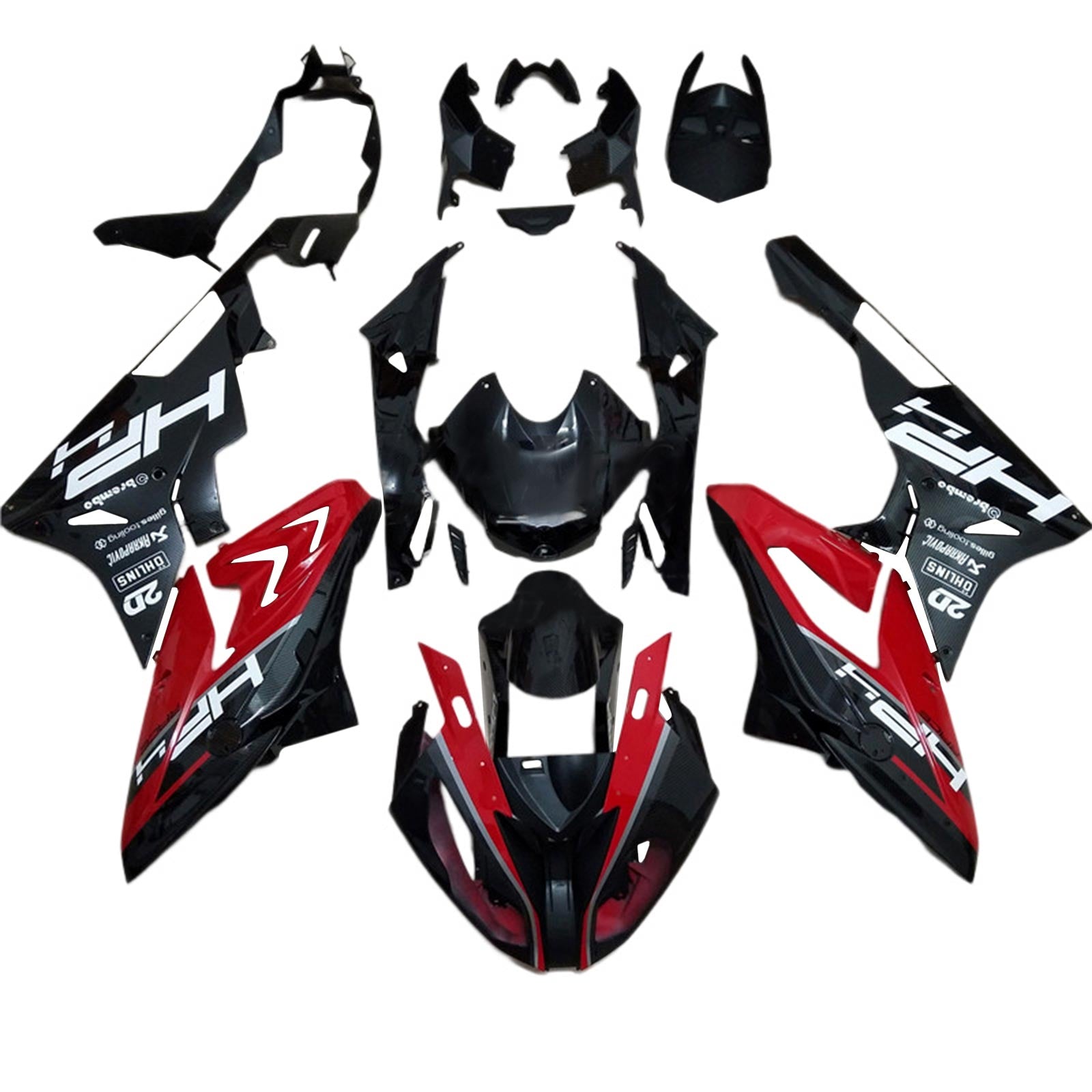 Amotopart BMW S1000RR 2015-2016 Kit de carénage en fibre de carbone et rouge