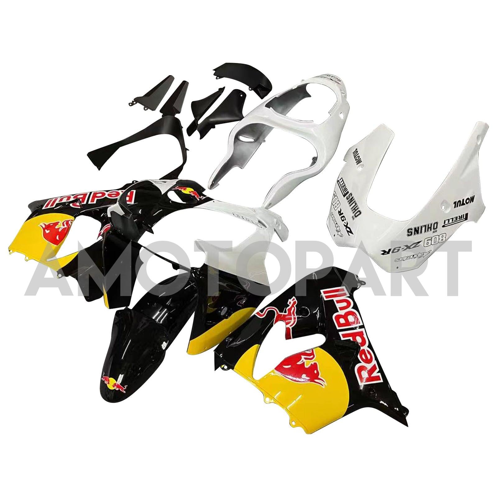 Amotopart 2000-2001 Kawasaki ZX9R White Black Fairing Kit