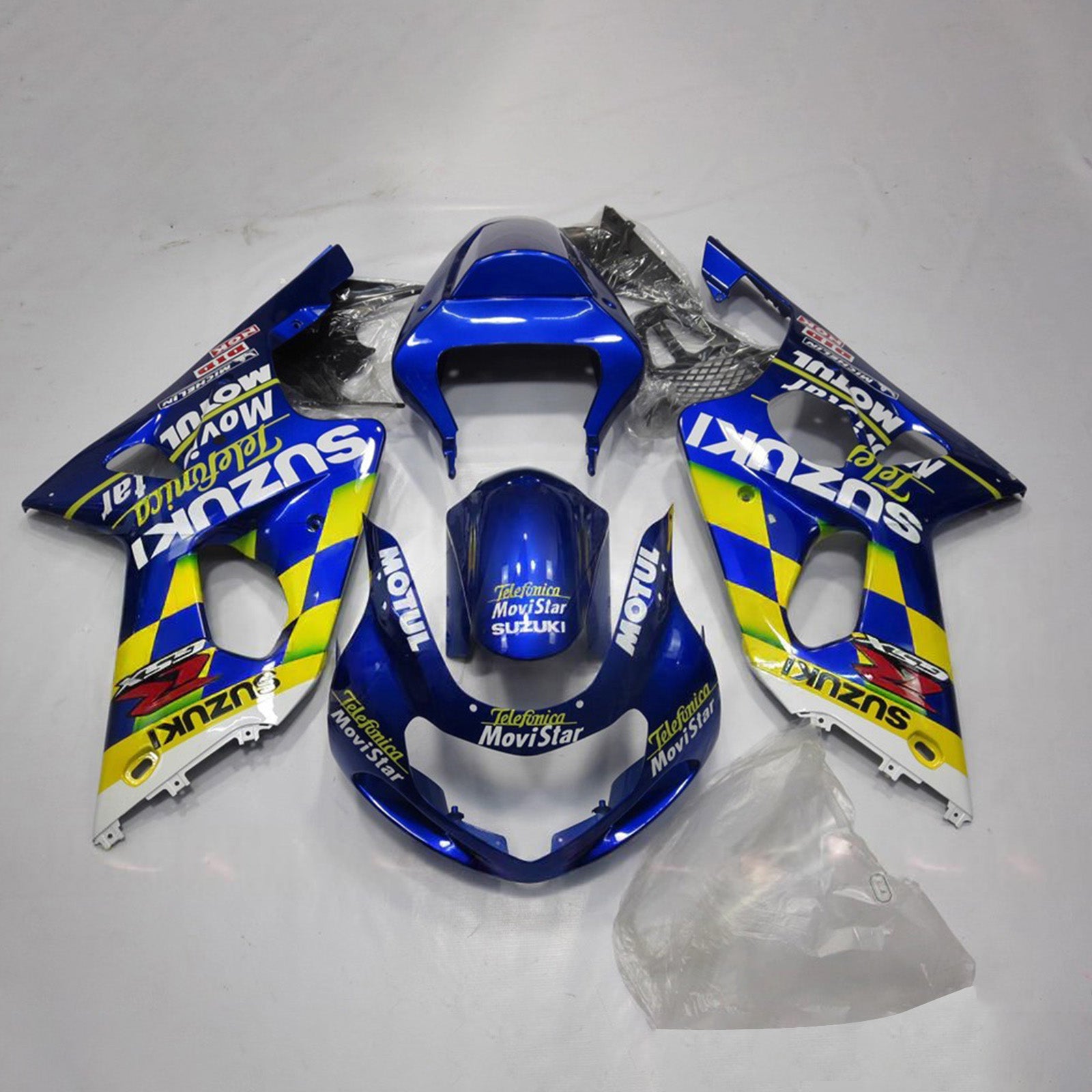 Amotopart 2000–2002 Suzuki GSXR1000 Blau Gelb Weiß Verkleidungsset