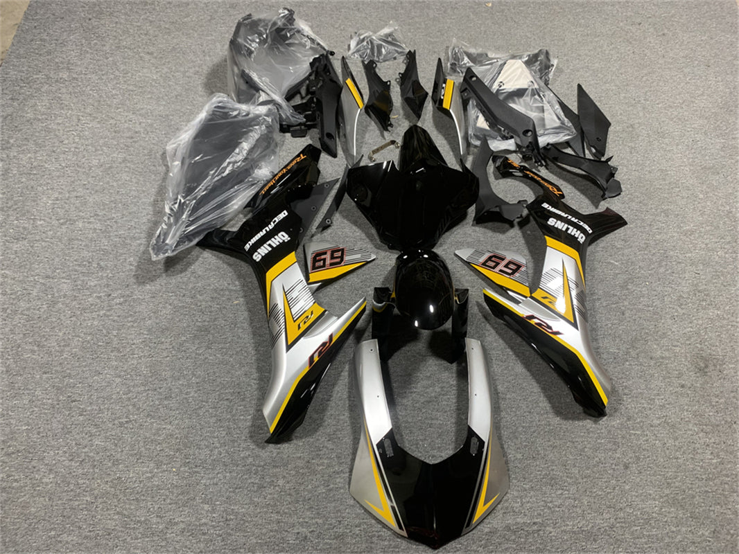 Kit de carénage Amotopart Yamaha YZF R1 2020-2024 jaune et noir