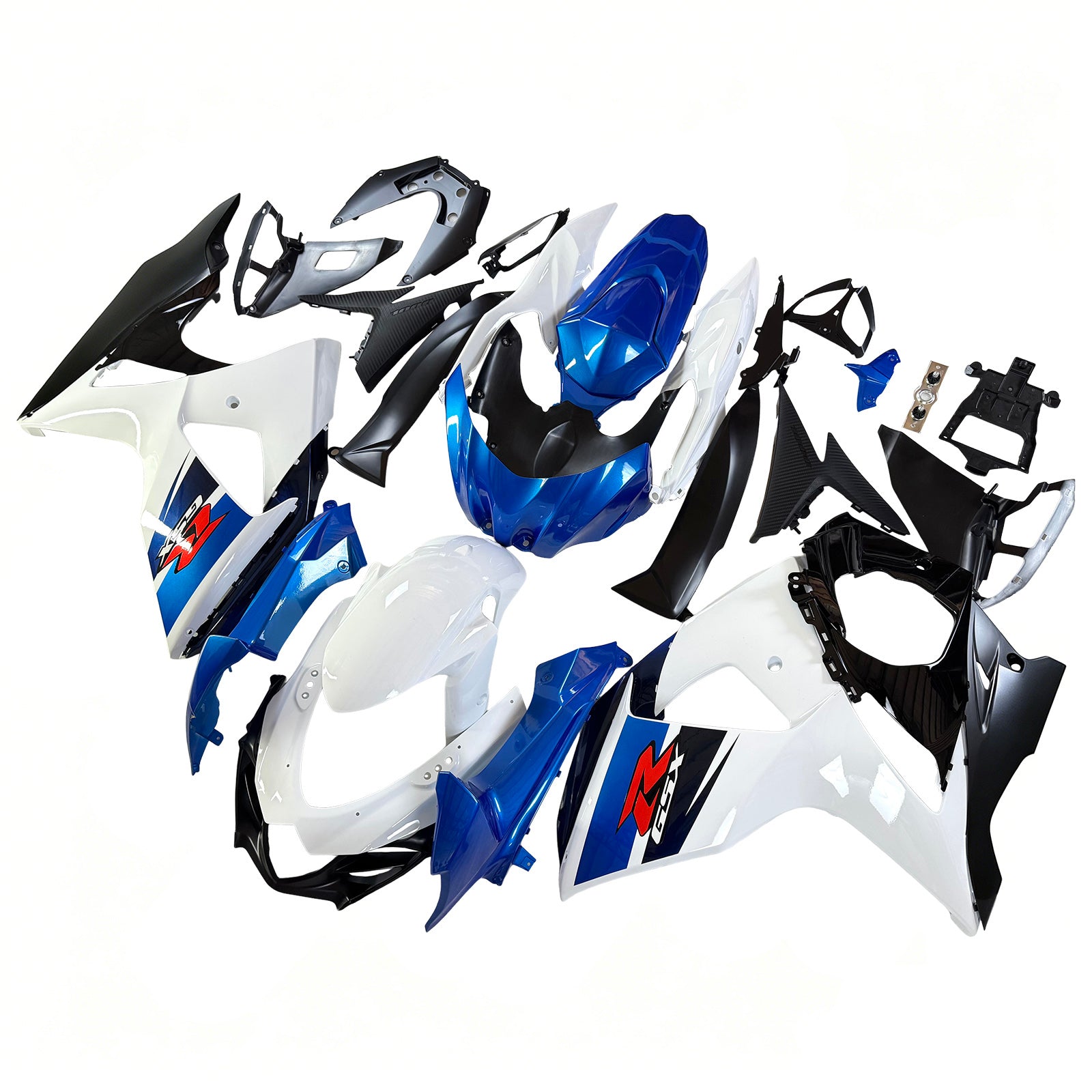 Amotopart 2009-2016 Suzuki GSXR1000 Kit de carenado blanco azul