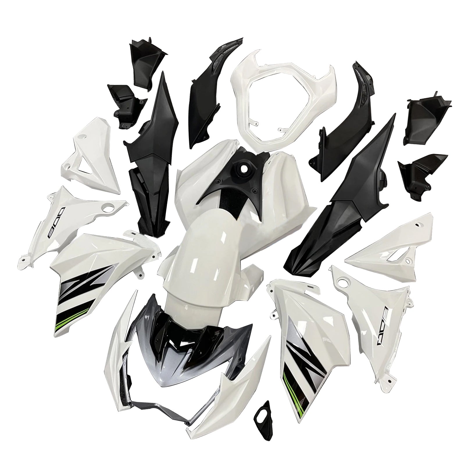 Amotopart 2013-2018 Kawasaki Z800 White Black Fairing Kit