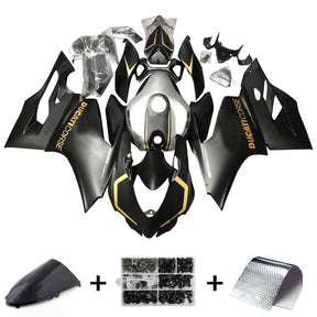 Amotopart 2012-2015 Ducati 1199 899 Matte Black with Gold Logo Fairing Kit