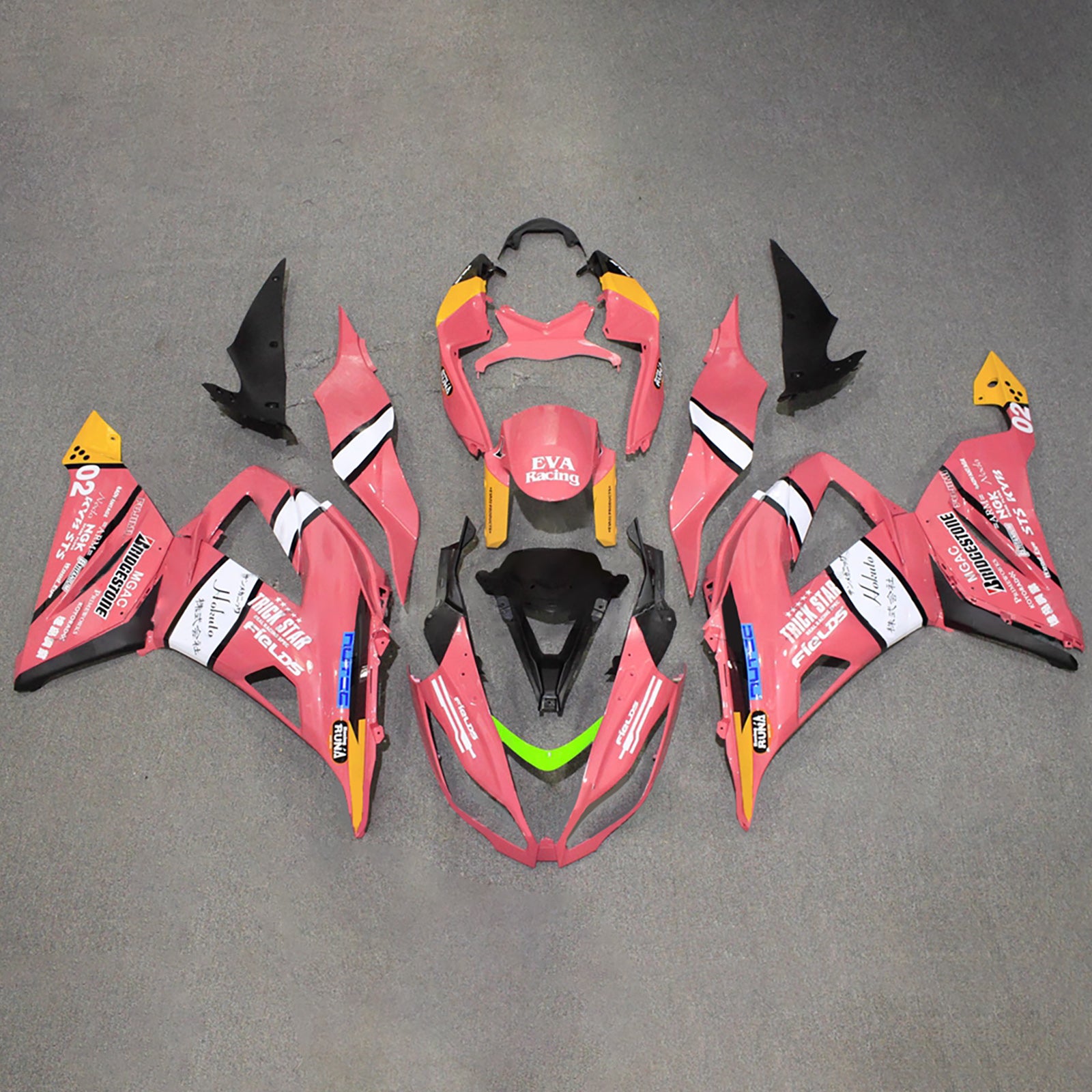 Amotopart 2013-2018 Kawasaki ZX6R 636 Pink Black White Orange Fairing Kit