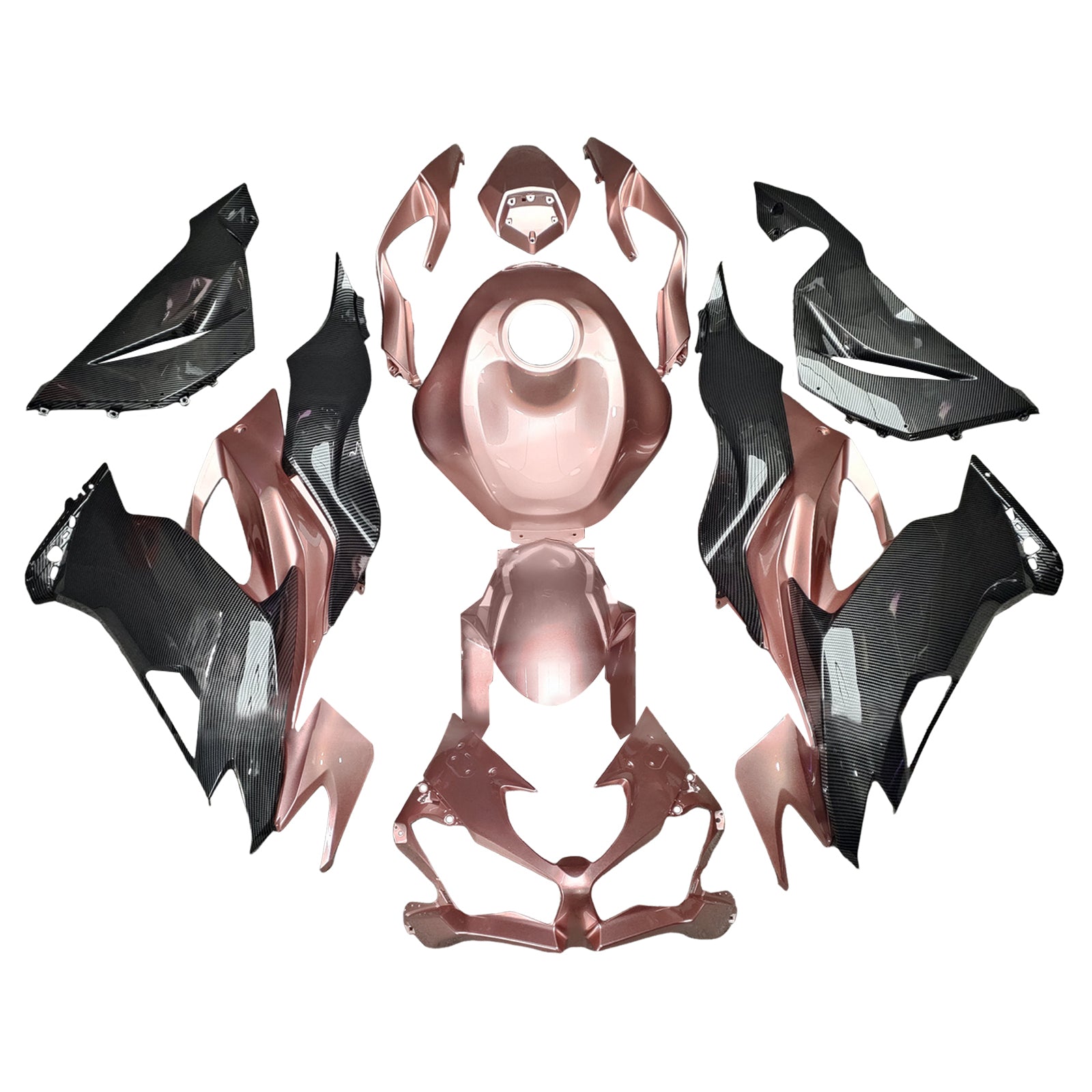 Amotopart 2019-2023 Kawasaki ZX6R Pink Carbon Fiber Pattern Fairing Kit
