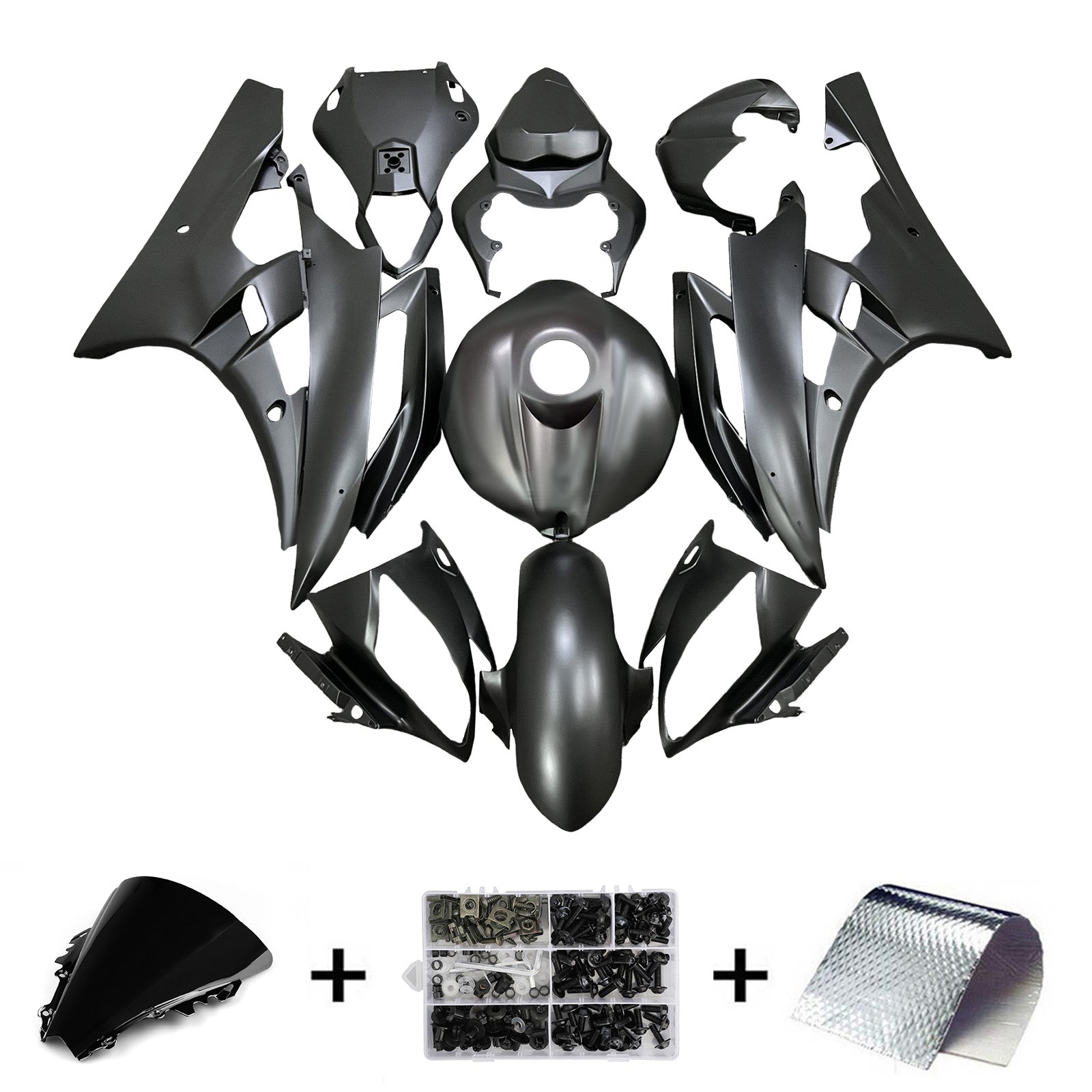 Amotopart 2006-2007 Yamaha YZF-R6 Matte Black Fairing Kit
