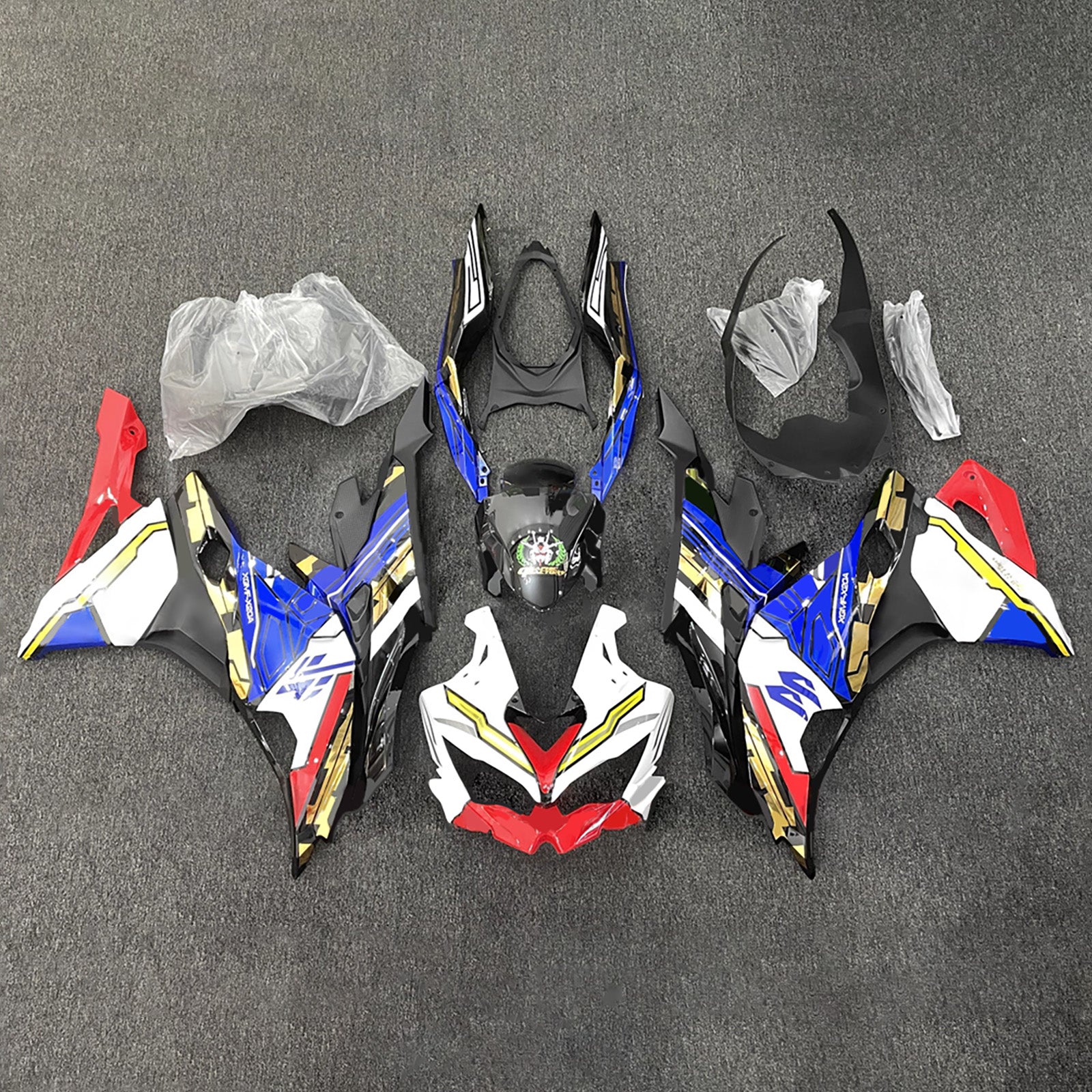 Amotopart 2019-2022 Kawasaki Ninja ZX-25R 2023-2025 Kawasaki Ninja ZX-4R/ZX-4RR Blue Black Red White Fairing Kit