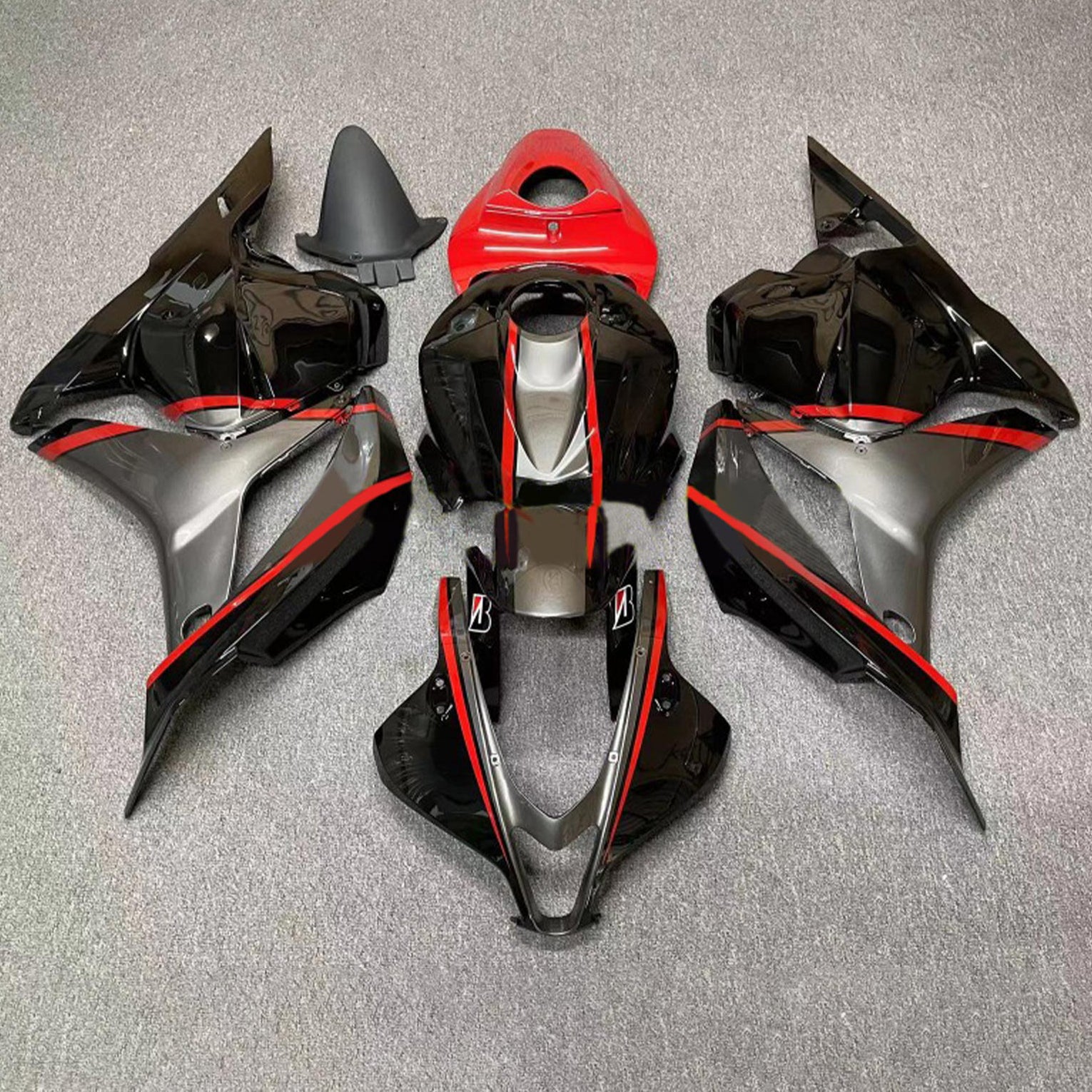 Amotopart 2007–2008 Honda CBR600RR Rot Grau Schwarz Verkleidungsset