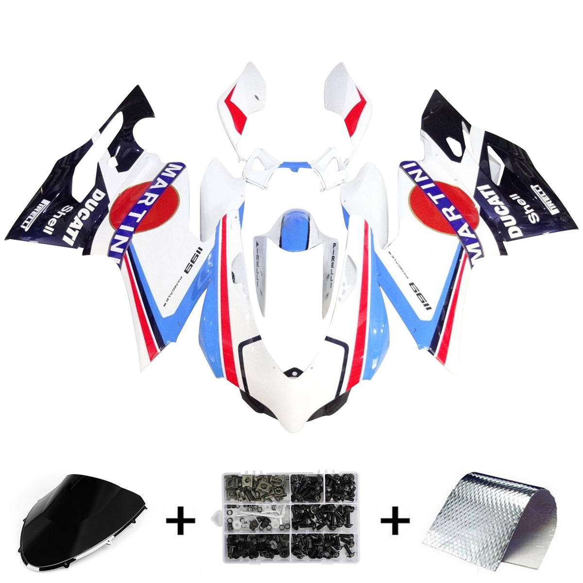 Amotopart All Years Ducati 1098 1198 848 Red&Blue Style3 Fairing Kit