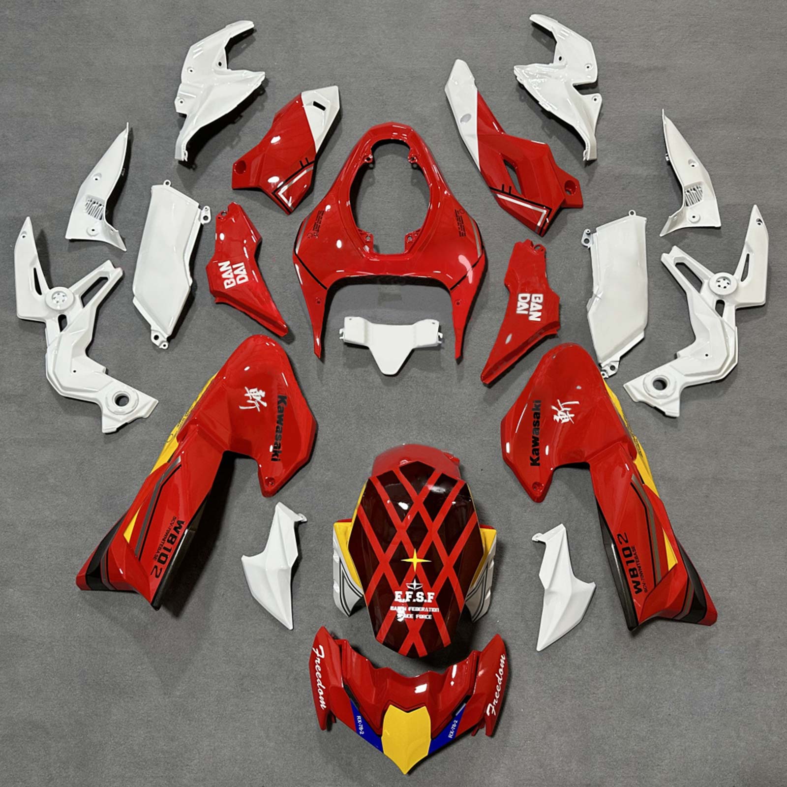 Amotopart 2020-2021 Z900 Kawasaki Red&White Fairing Kit