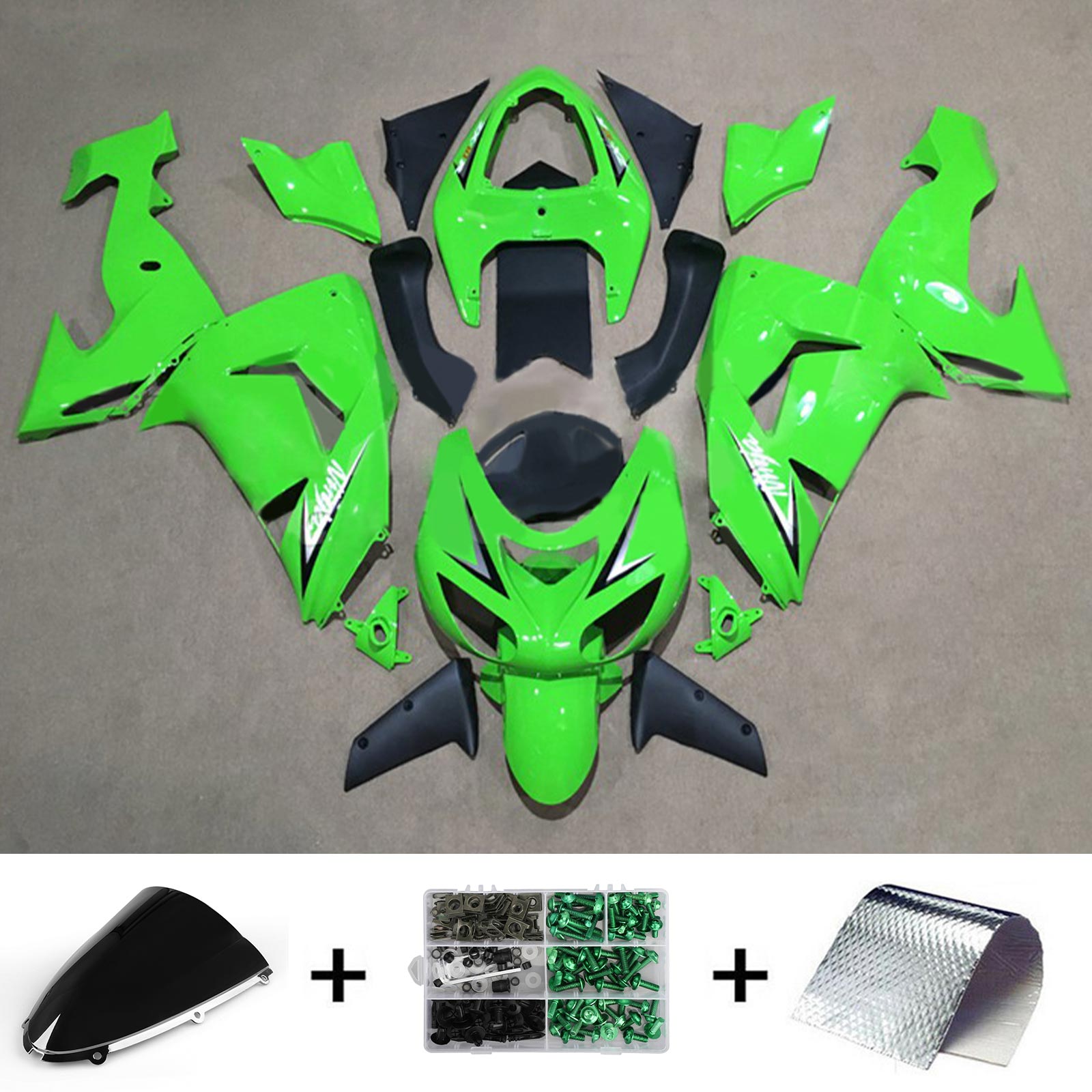 Kit de carénage vert Amotopart 2006-2007 Kawasaki ZX10R