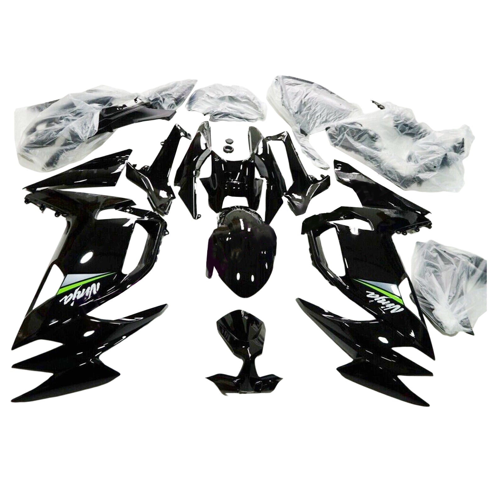 Amotopart 2020-2024 Kawasaki ER-6F Ninja650 Kit de carénage noir brillant