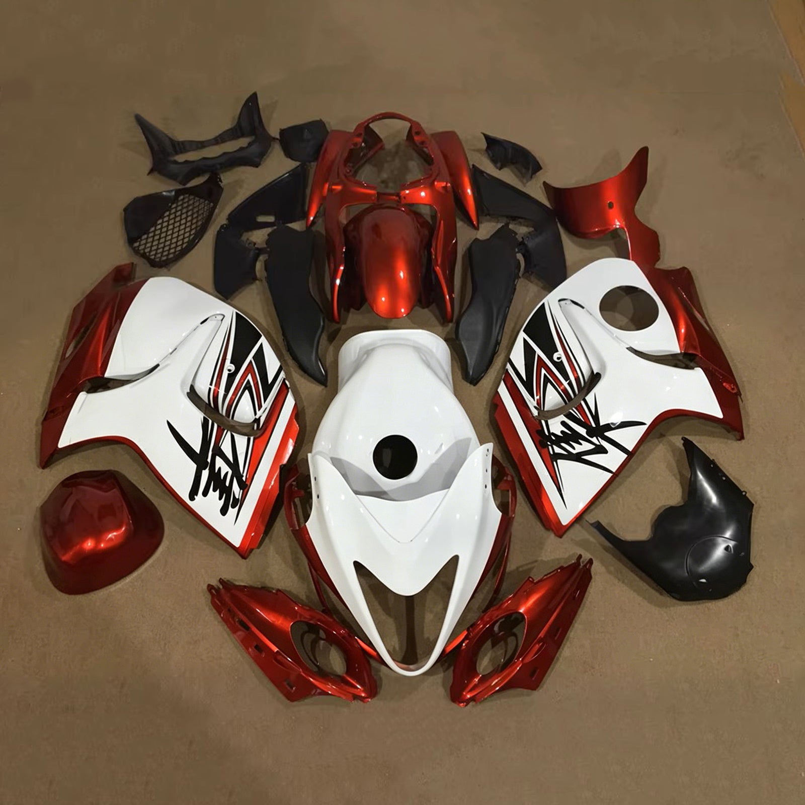 Amotopart 2008-2020 Suzuki Hayabusa GSX1300R White/Red Fairing Kit