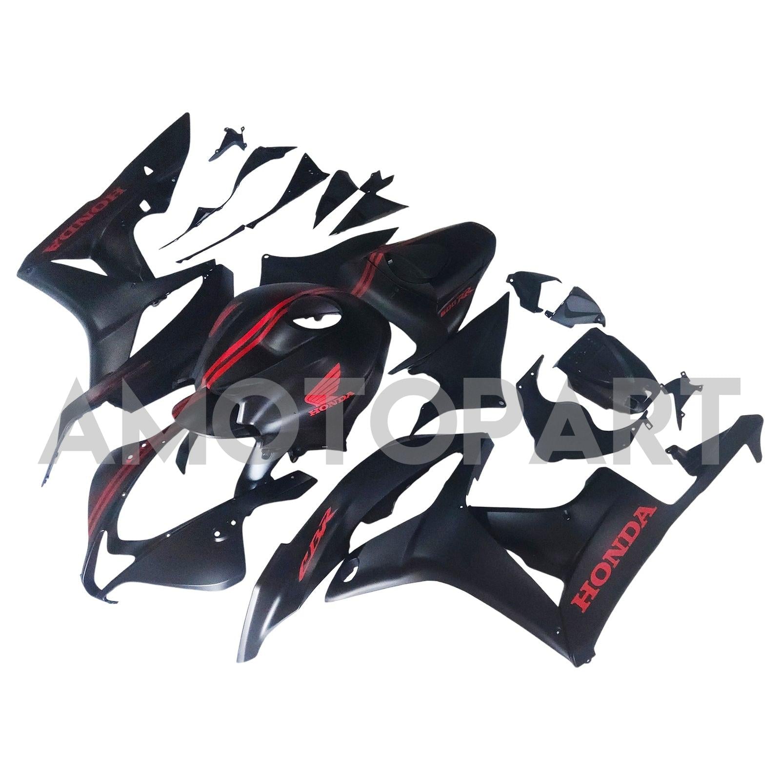 Amotopart 2007–2008 Honda CBR600RR mattschwarz-rotes Verkleidungsset