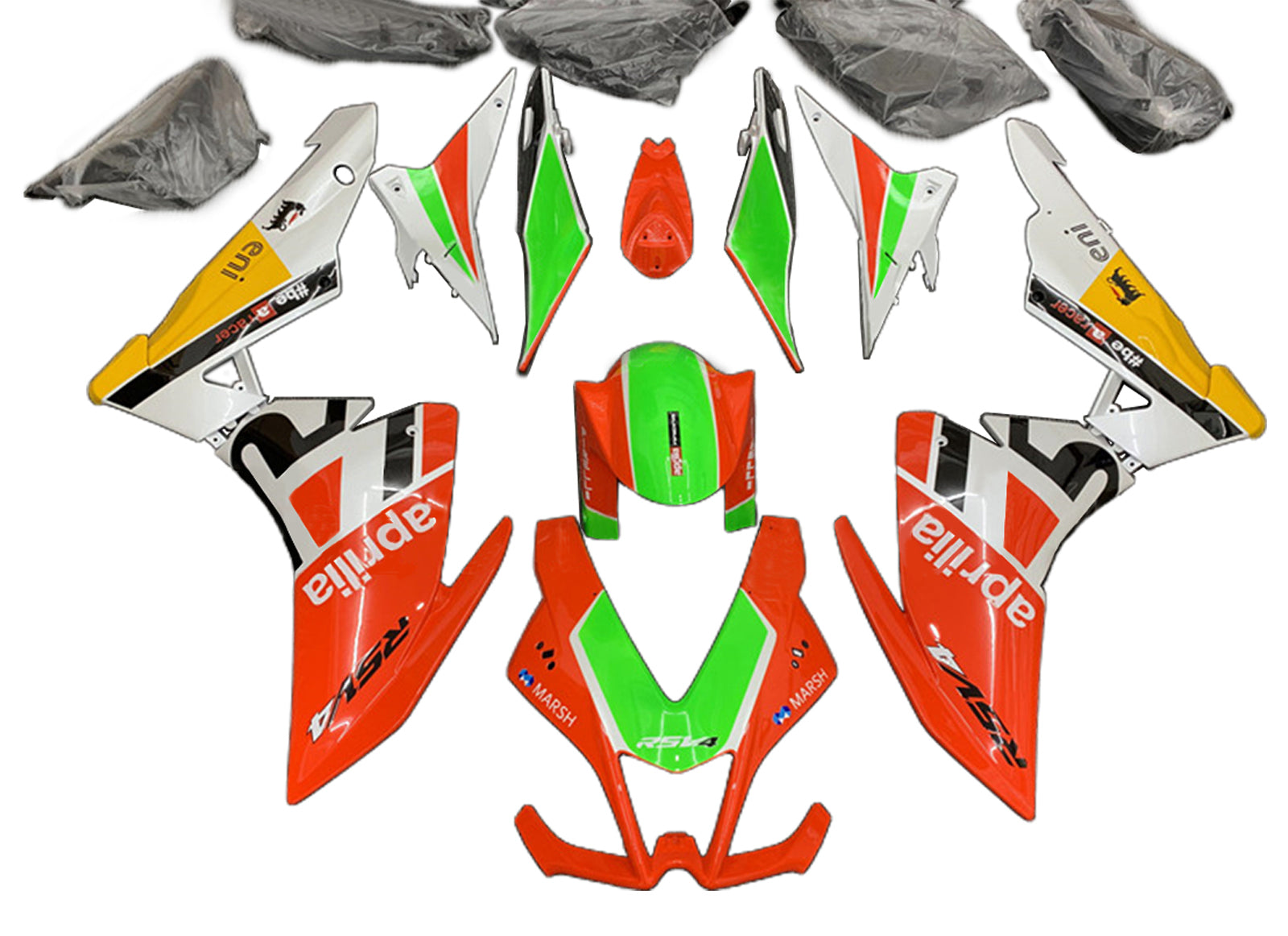 Amotopart 2009-2015 RSV4 1000 Aprilia Red&Green Style3 Fairing Kit