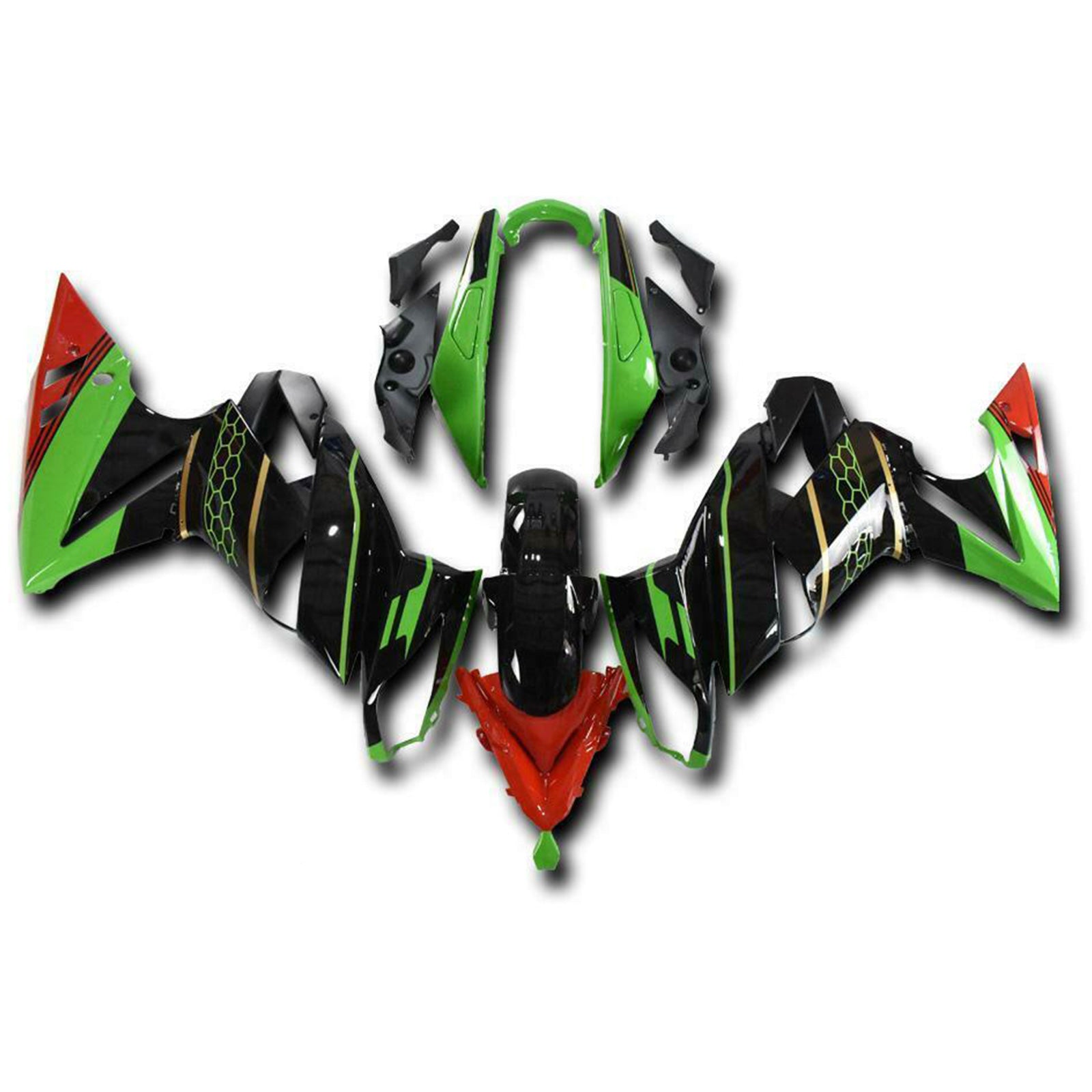 Amotopart 2009-2011 Kawasaki Ninja 650 EX650 Black&Green Fairing Kit