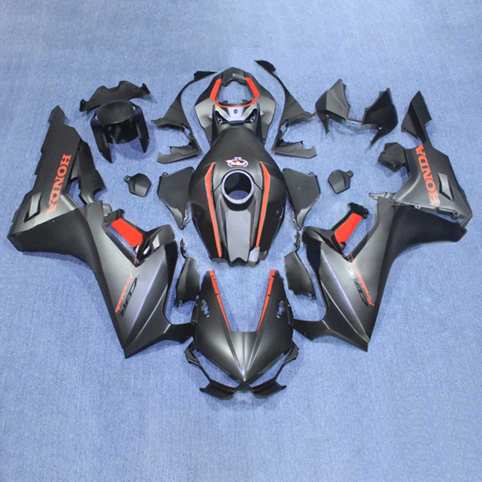 Amotopart 2017-2023 Honda CBR1000RR Fairing Black with Red Stripe Kit