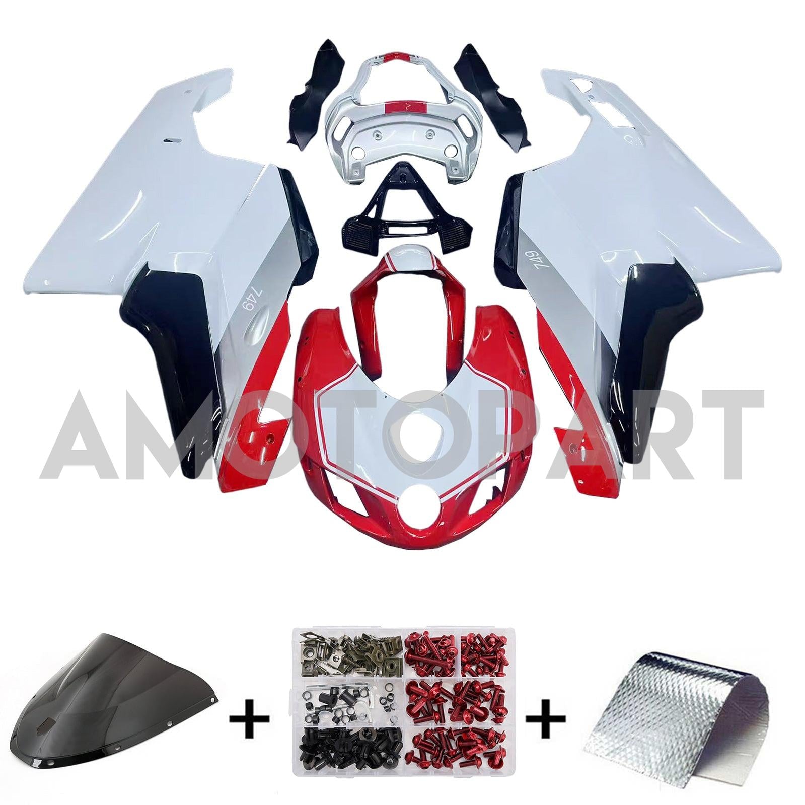 Amotopart 2005-2006 Ducati 999/749 Red White Black Fairing Kit