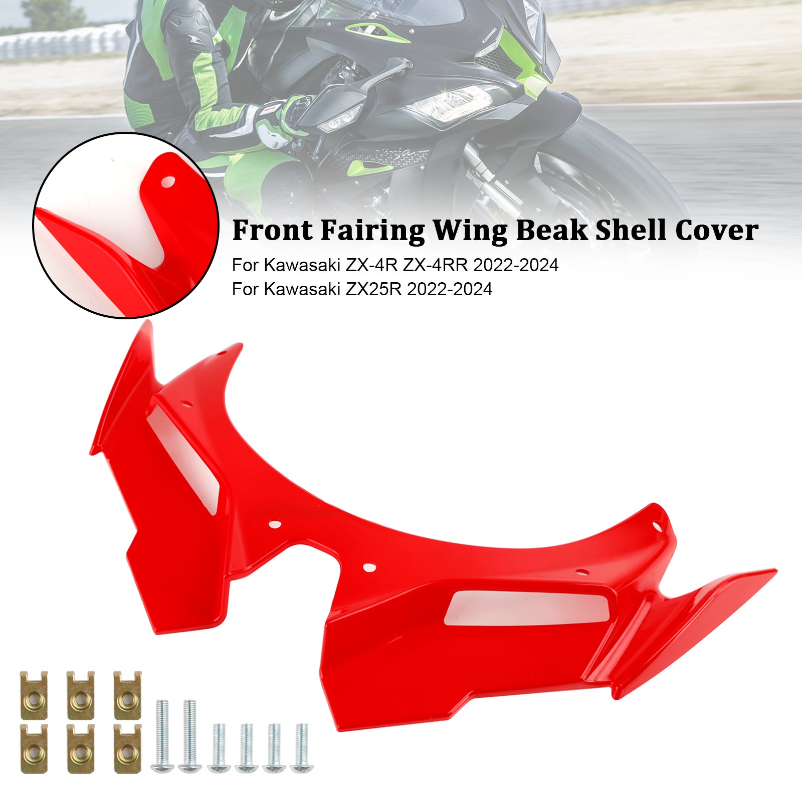 フロントフェアリングウイングビークシェルカバー Kawasaki ZX4R ZX4RR ZX25R 22-24