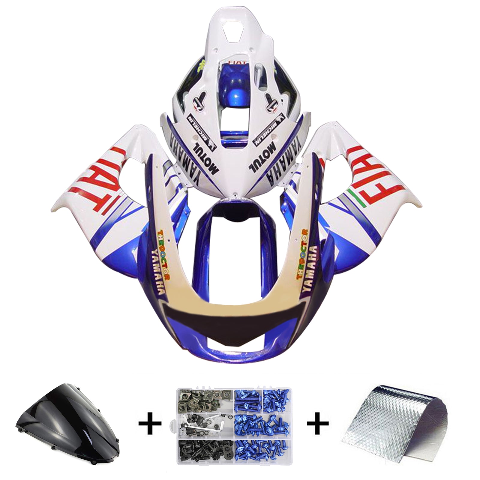 Amotopart 1997-2007 Yamaha YZF1000R Thunderace Kit de carenado blanco azul