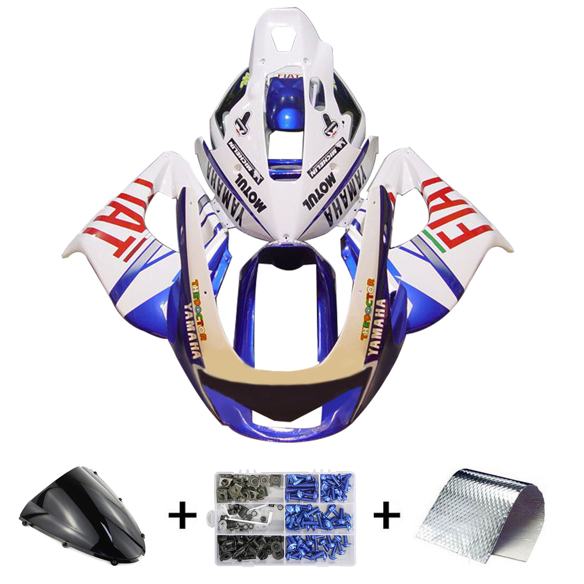 Amotopart 1997-2007 Kit carena Yamaha YZF1000R Thunderace bianco blu