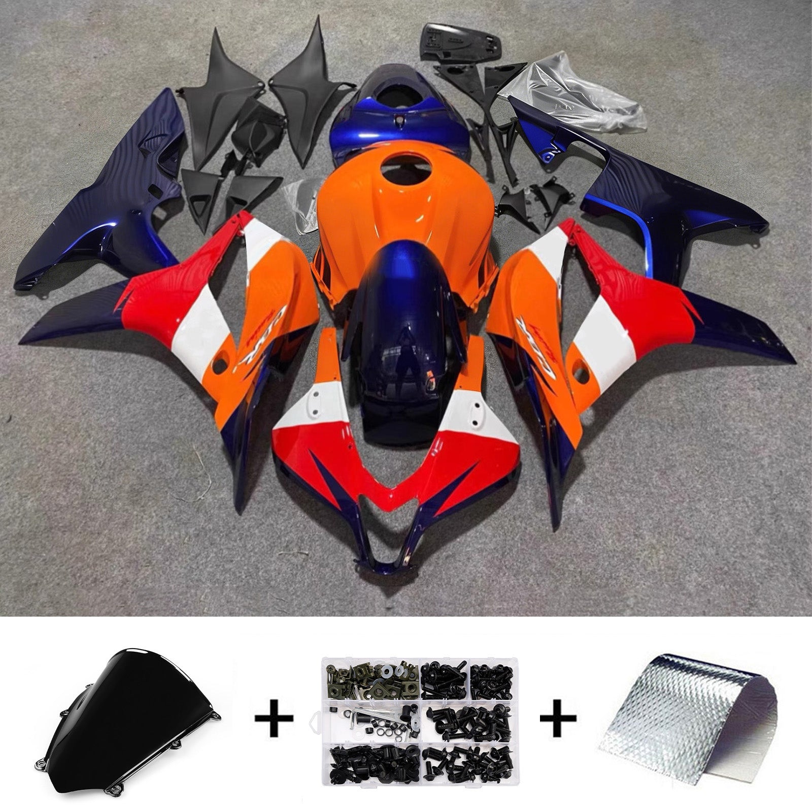 Amotopart 2009-2012 Honda CBR600RR Orange Blue Fairing Kit