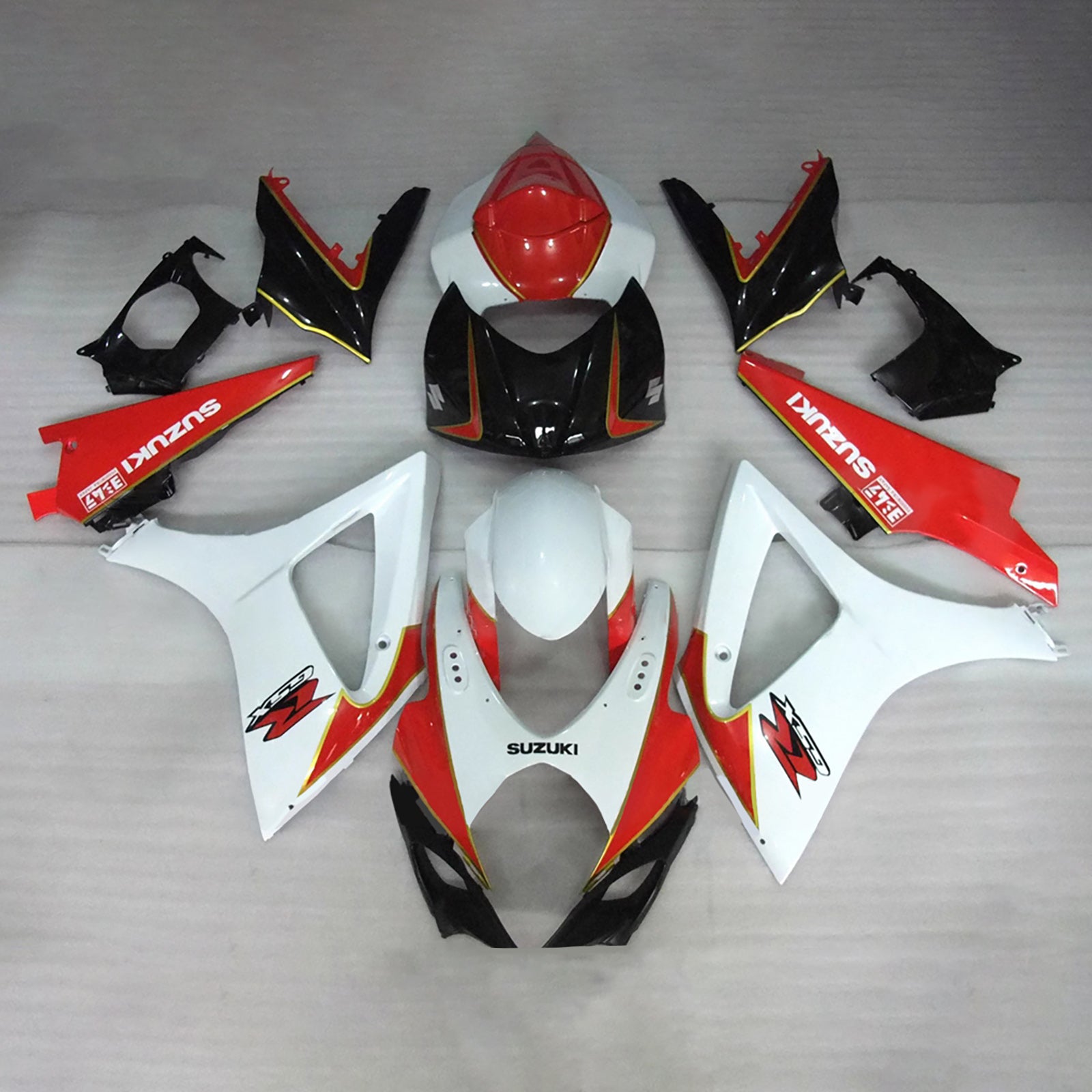 Amotopart 2007-2008 Suzuki GSXR1000 White Red Black Fairing Kit