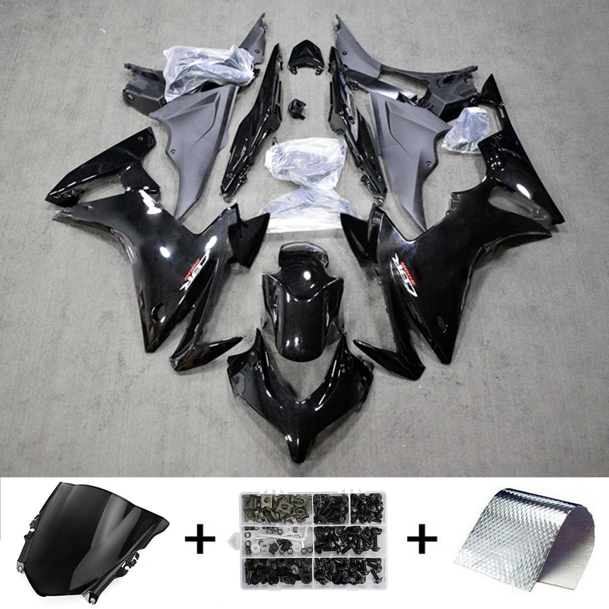 Kit de carénage Amotopart 2013-2015 CBR500R Honda noir brillant