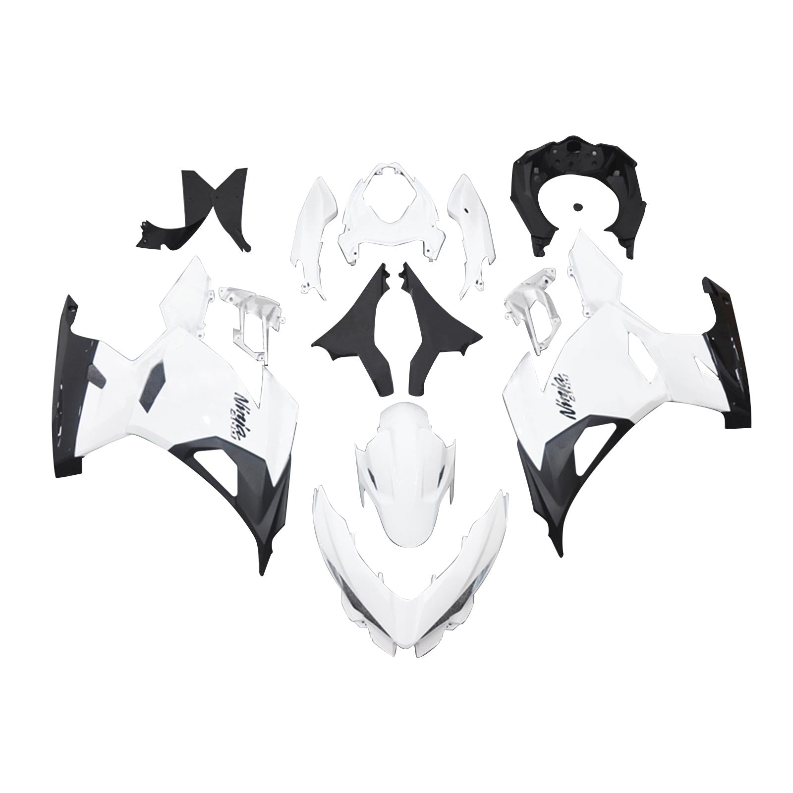 Amotopart 2018-2024 Kawasaki EX400 Ninja 400 Kit de carenado blanco y negro