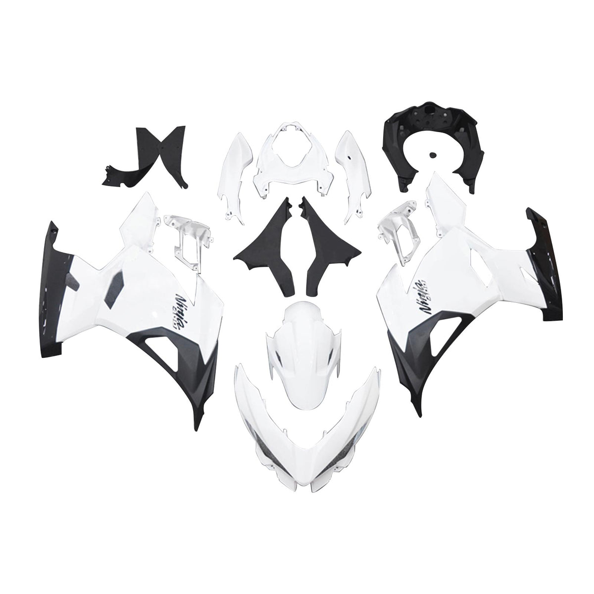 Amotopart 2018-2024 Kawasaki EX400 Ninja 400 Kit de carénage blanc et noir