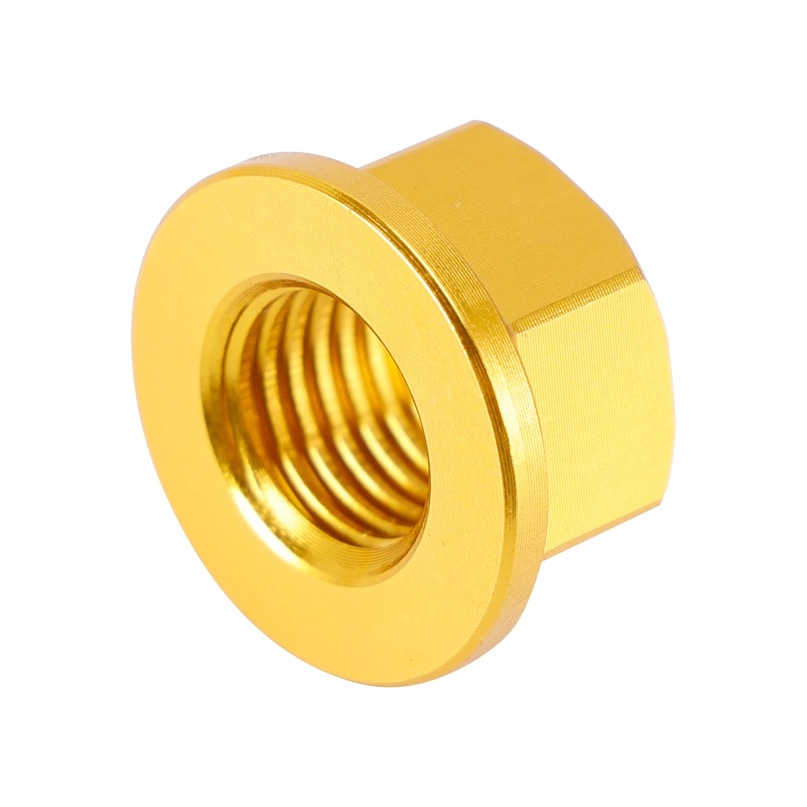 Paquete de 6 tuercas con reborde de piñón trasero de aluminio para motocicleta y bicicleta M10X1.25 dorado